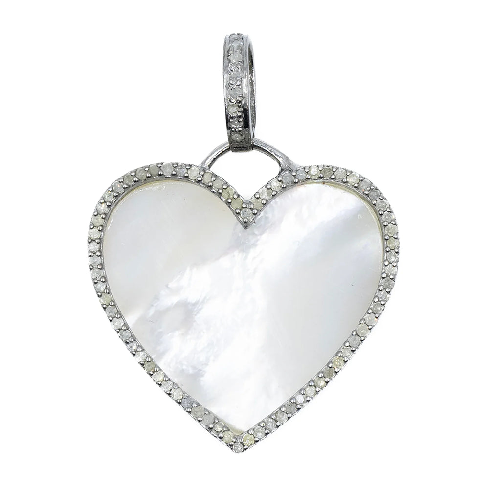 Heart-shaped charm with mother of pearl inlay and 18kt gold-plated sterling silver