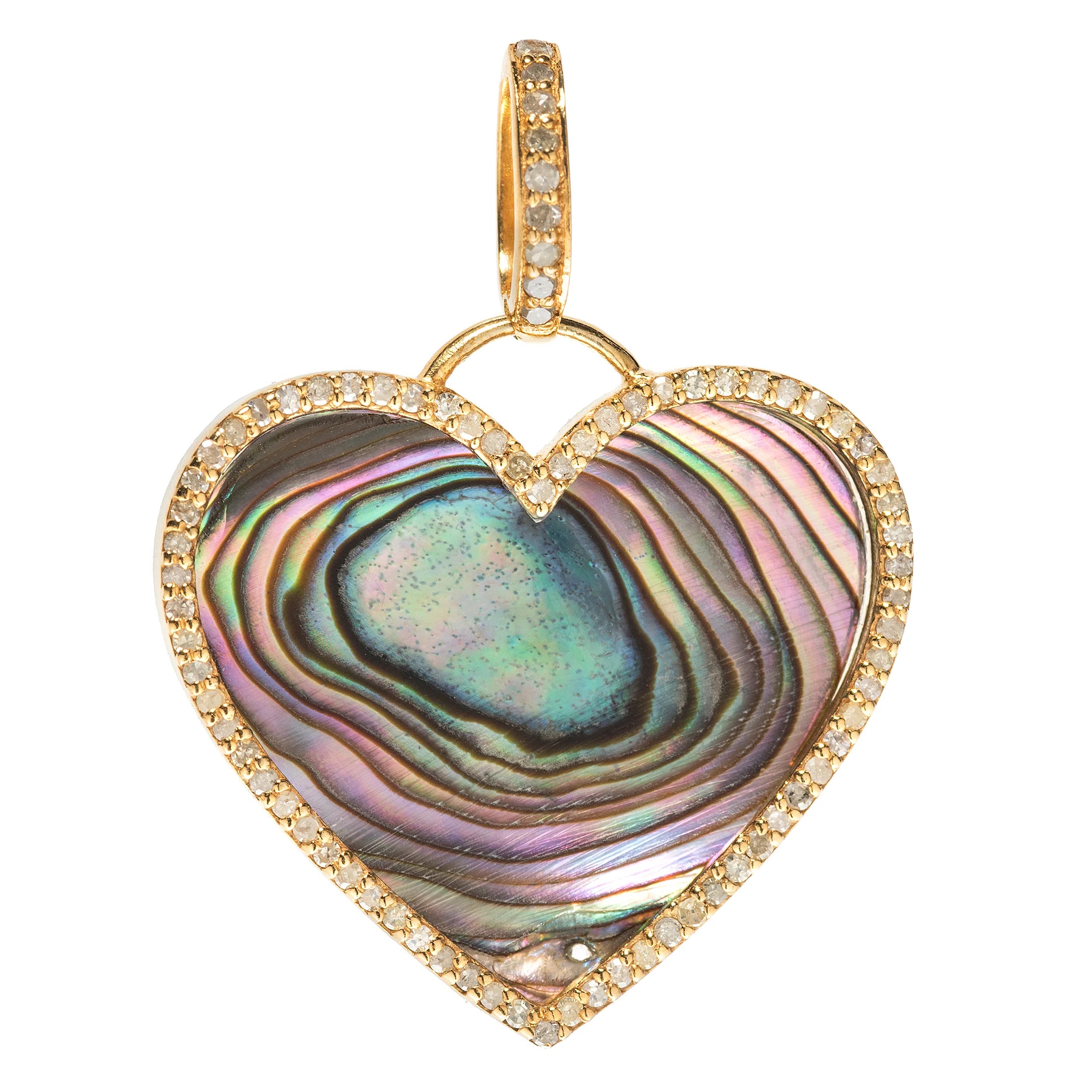 Gold heart charm with abalone inlay crafted in 18kt gold-plated sterling silver