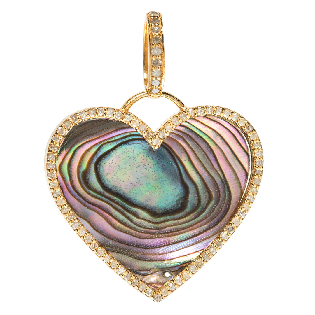 Gold heart charm with abalone inlay crafted in 18kt gold-plated sterling silver