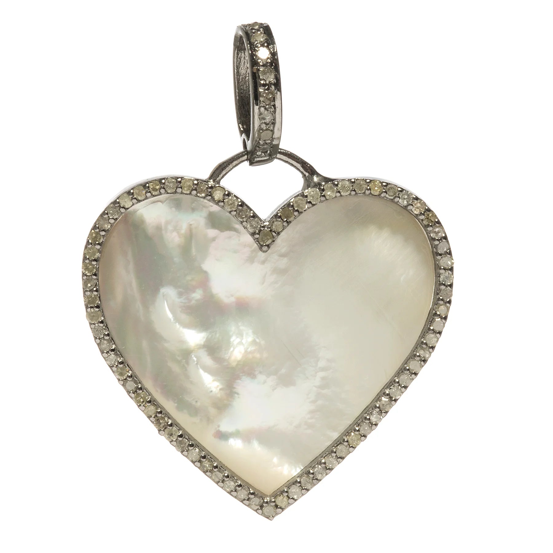 Heart-shaped charm with mother of pearl inlay and 18kt gold-plated sterling silver