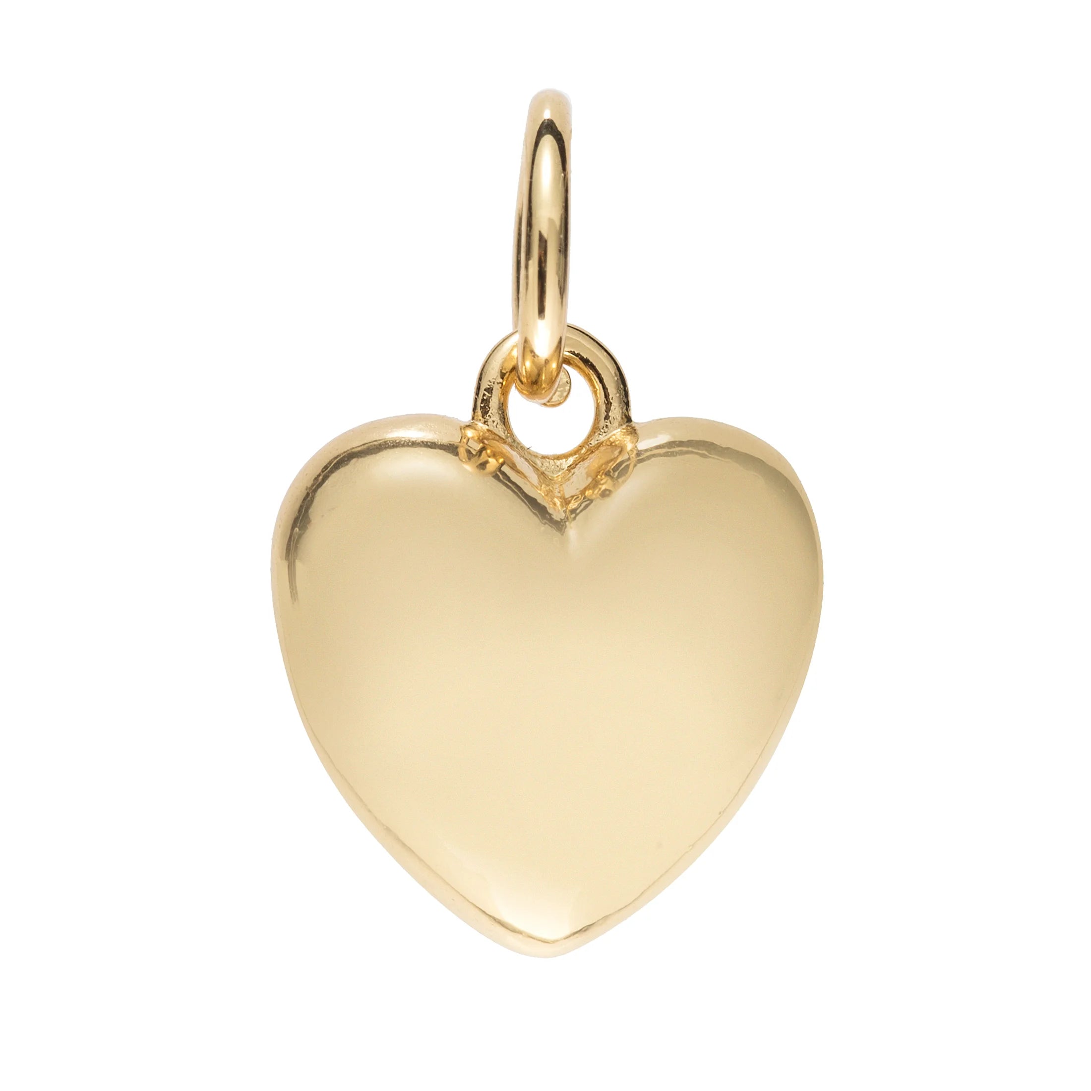 Large gold puffy heart charm – bold puffed heart pendant with elegant shine