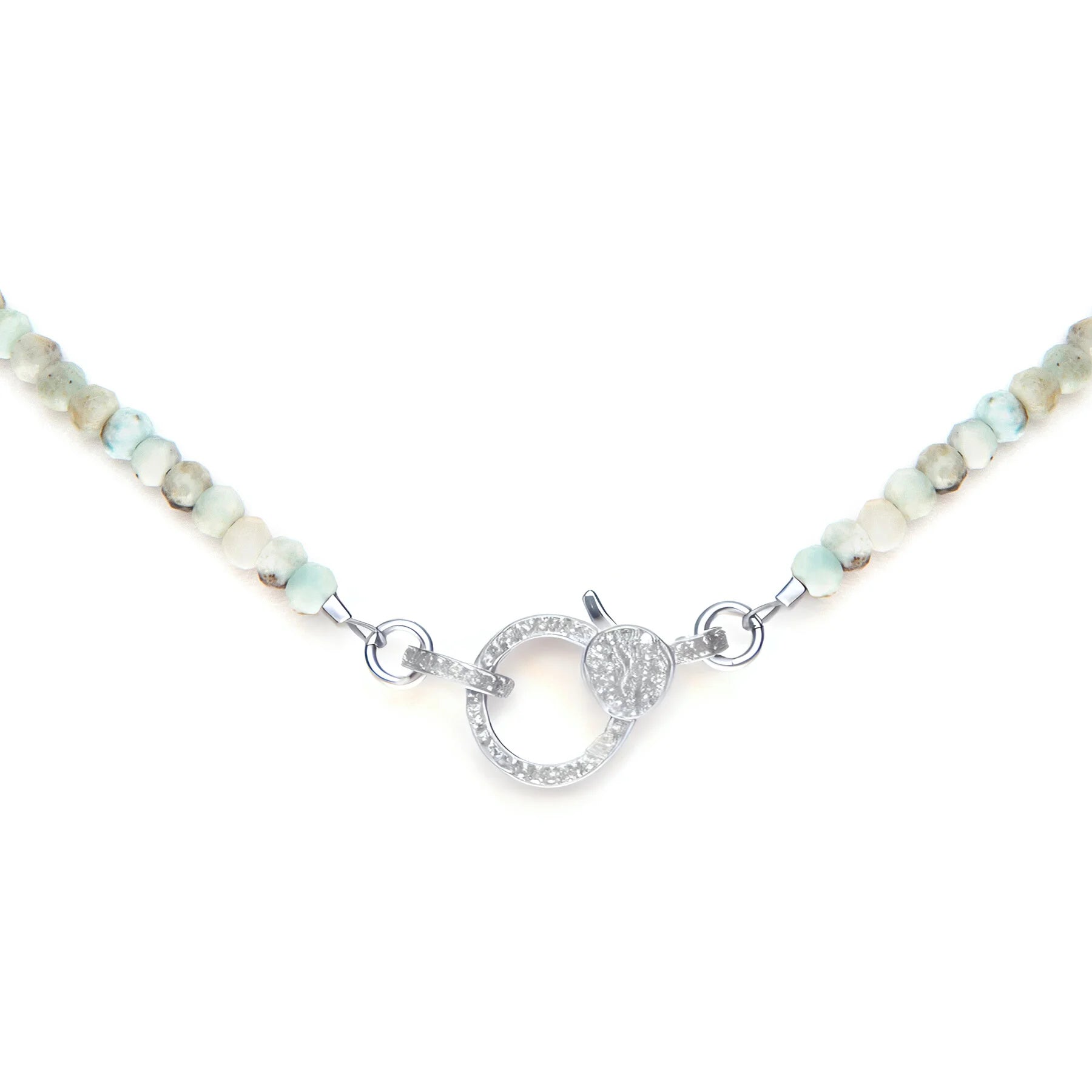 Hemimorphite necklace with diamond closure, unique gemstone jewelry for elegant style