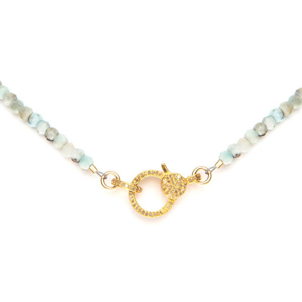 Hemimorphite necklace with diamond closure, unique gemstone jewelry for elegant style