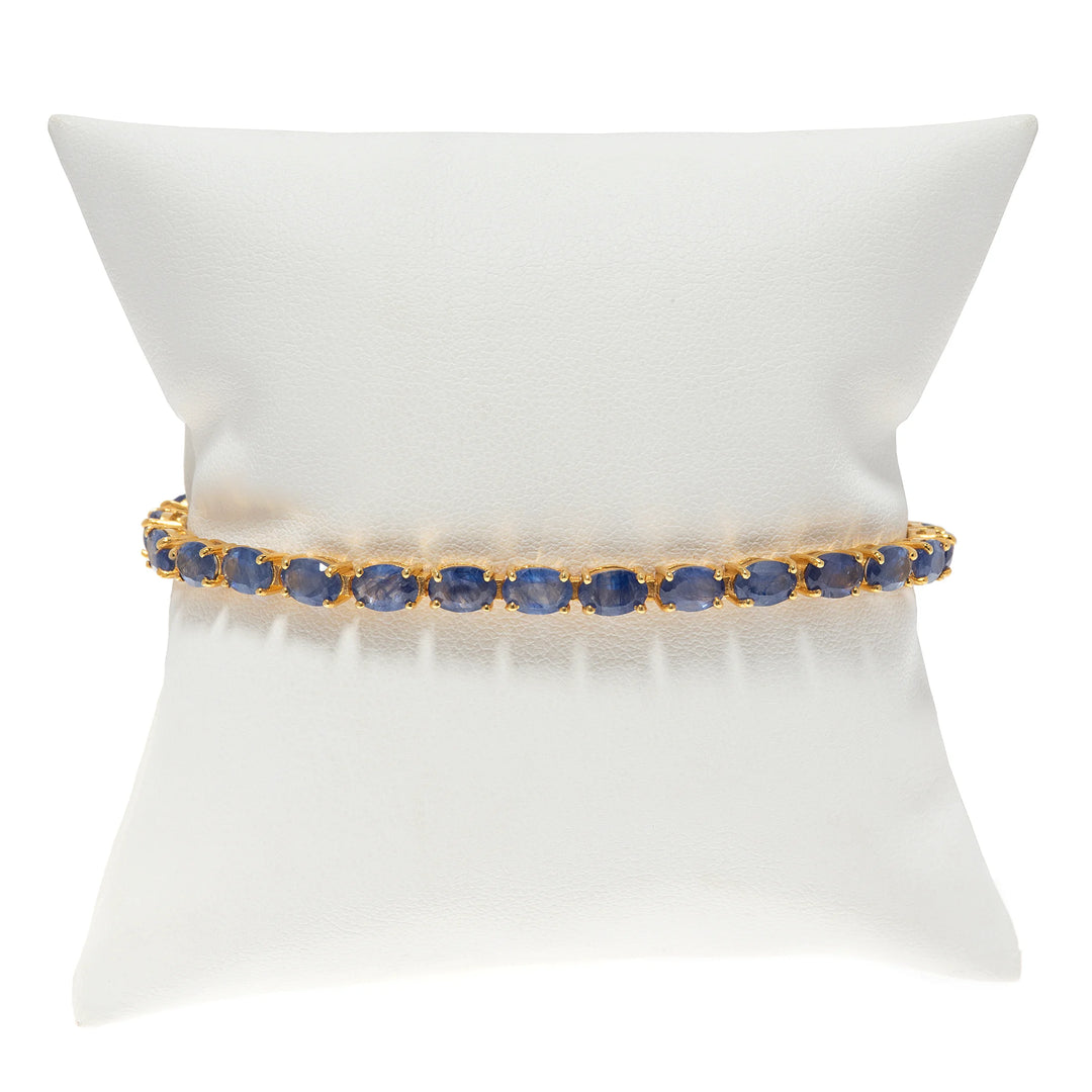 Kyanite tennis bracelet, deep blue gemstone jewelry for refined elegant style