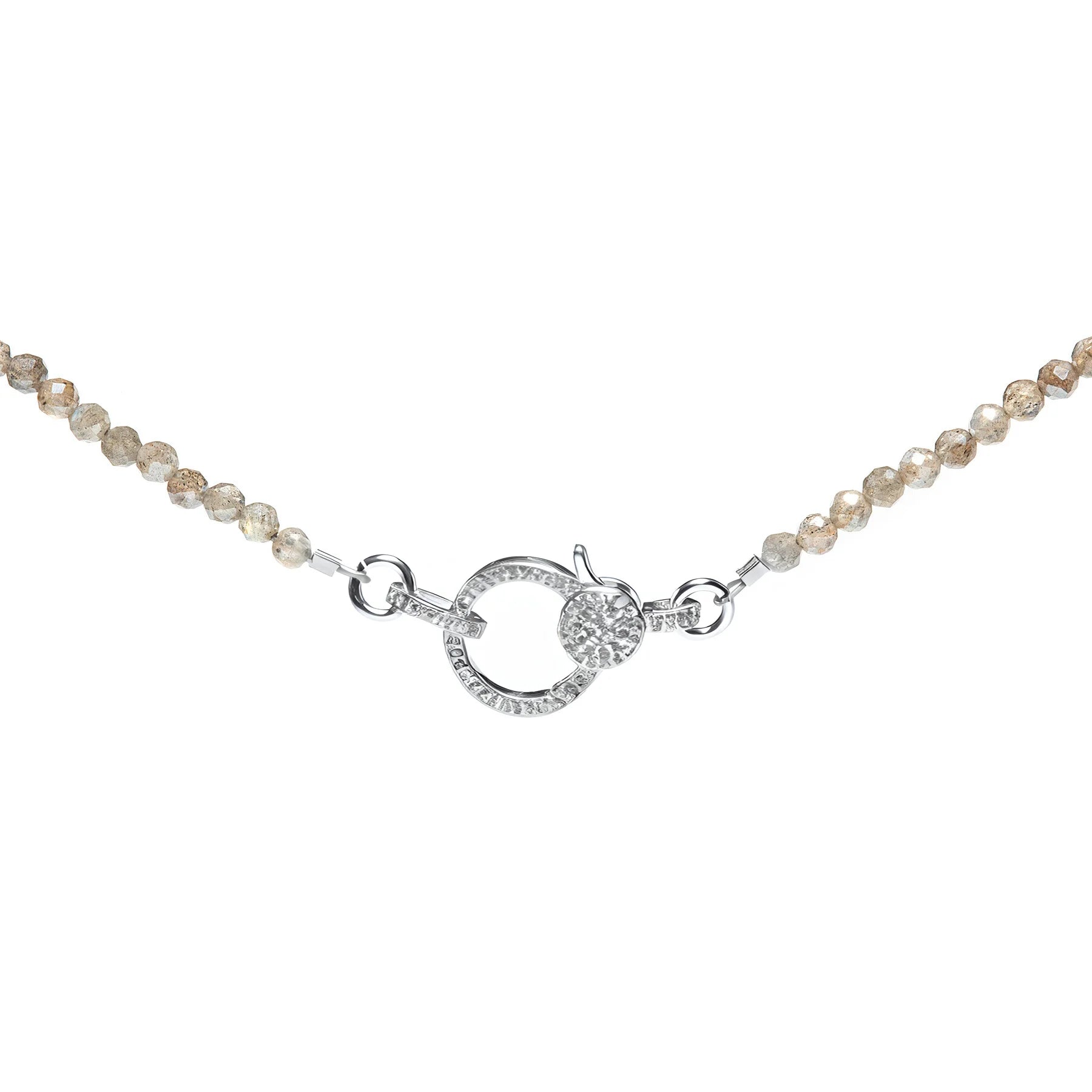 Labradorite necklace with gold diamond closure, shimmering gemstone jewelry for elegant modern style