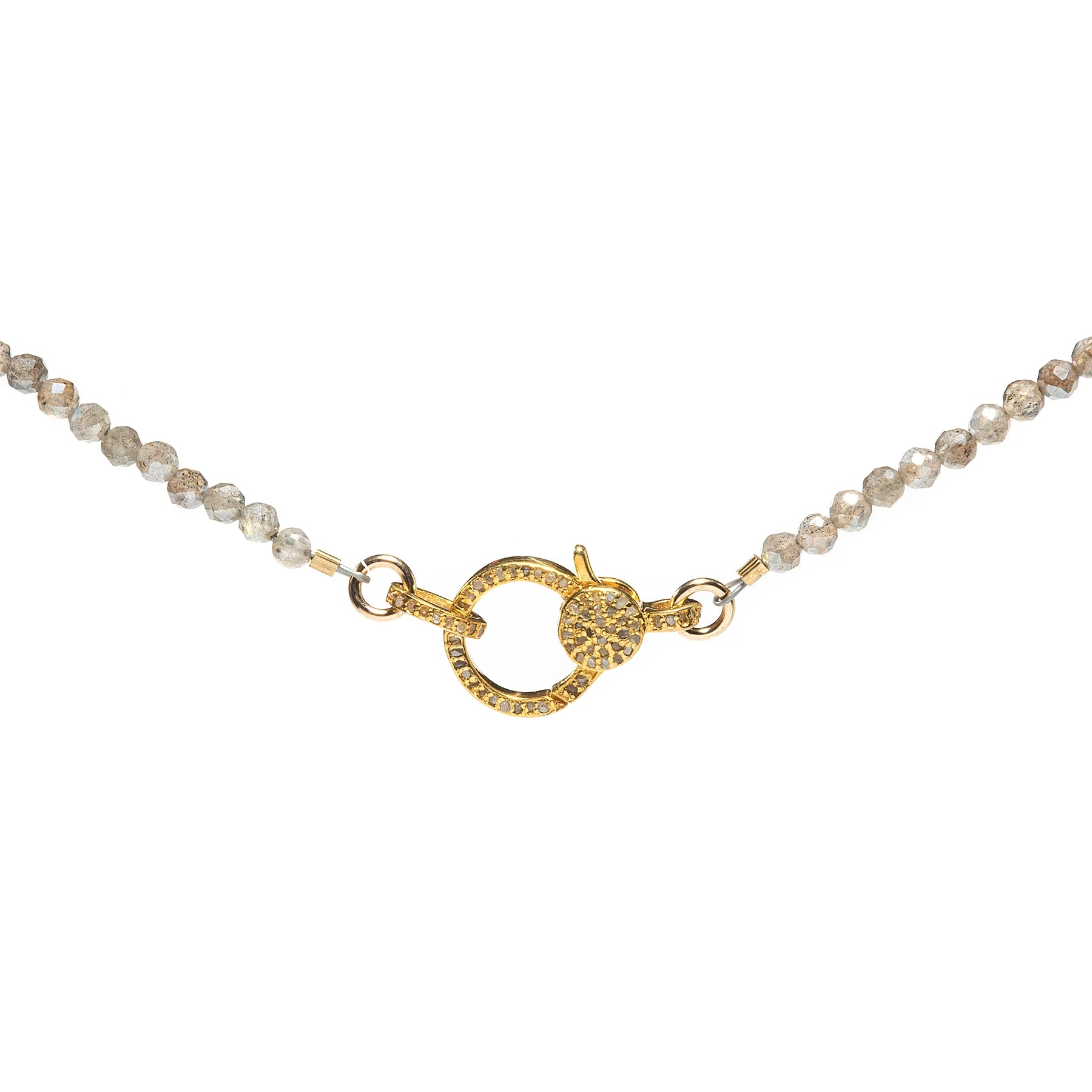Labradorite necklace with gold diamond closure, shimmering gemstone jewelry for elegant modern style