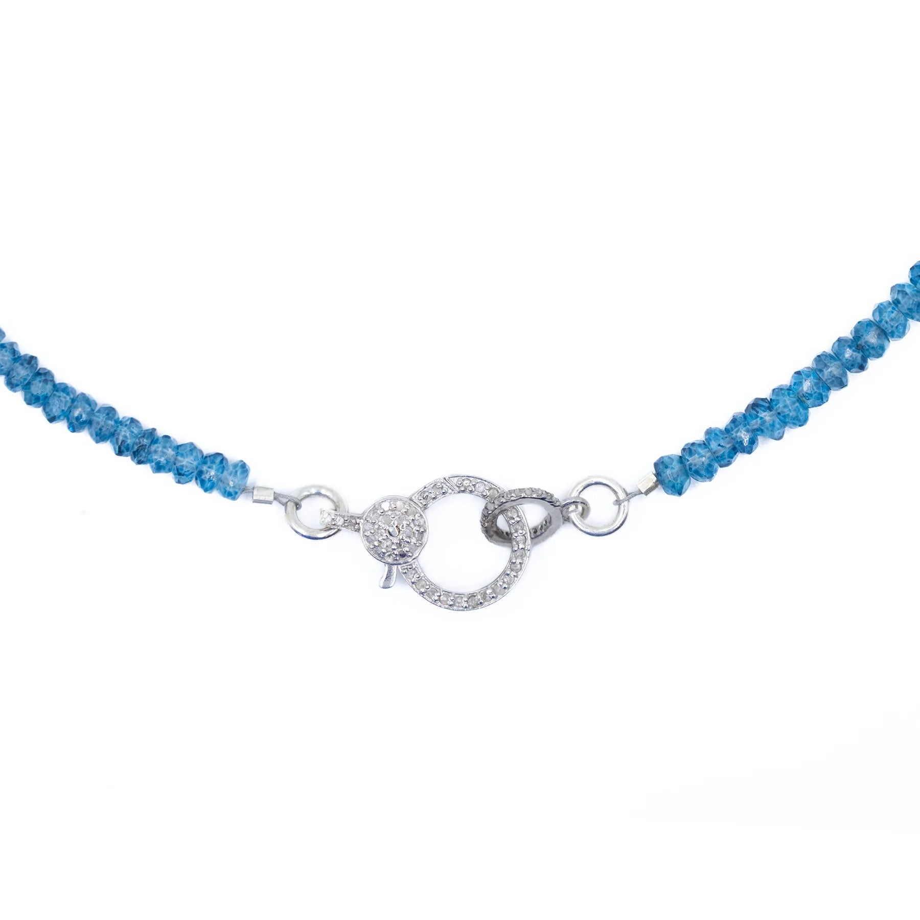 London Blue Topaz necklace with diamond closure, luxury gemstone jewelry for timeless elegance