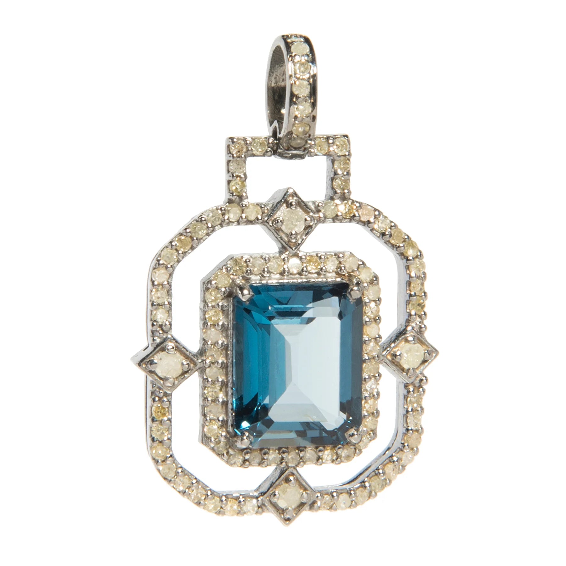 Vintage-inspired charm with London Blue Topaz gemstone, set in 18kt gold-plated sterling silver
