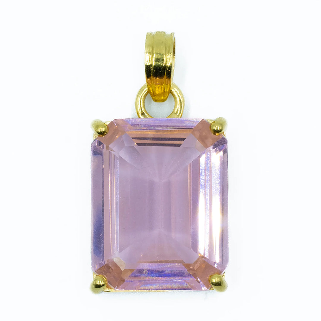 Extra-large morganite pendant in 18kt gold-plated sterling silver with elegant gemstone centerpiece