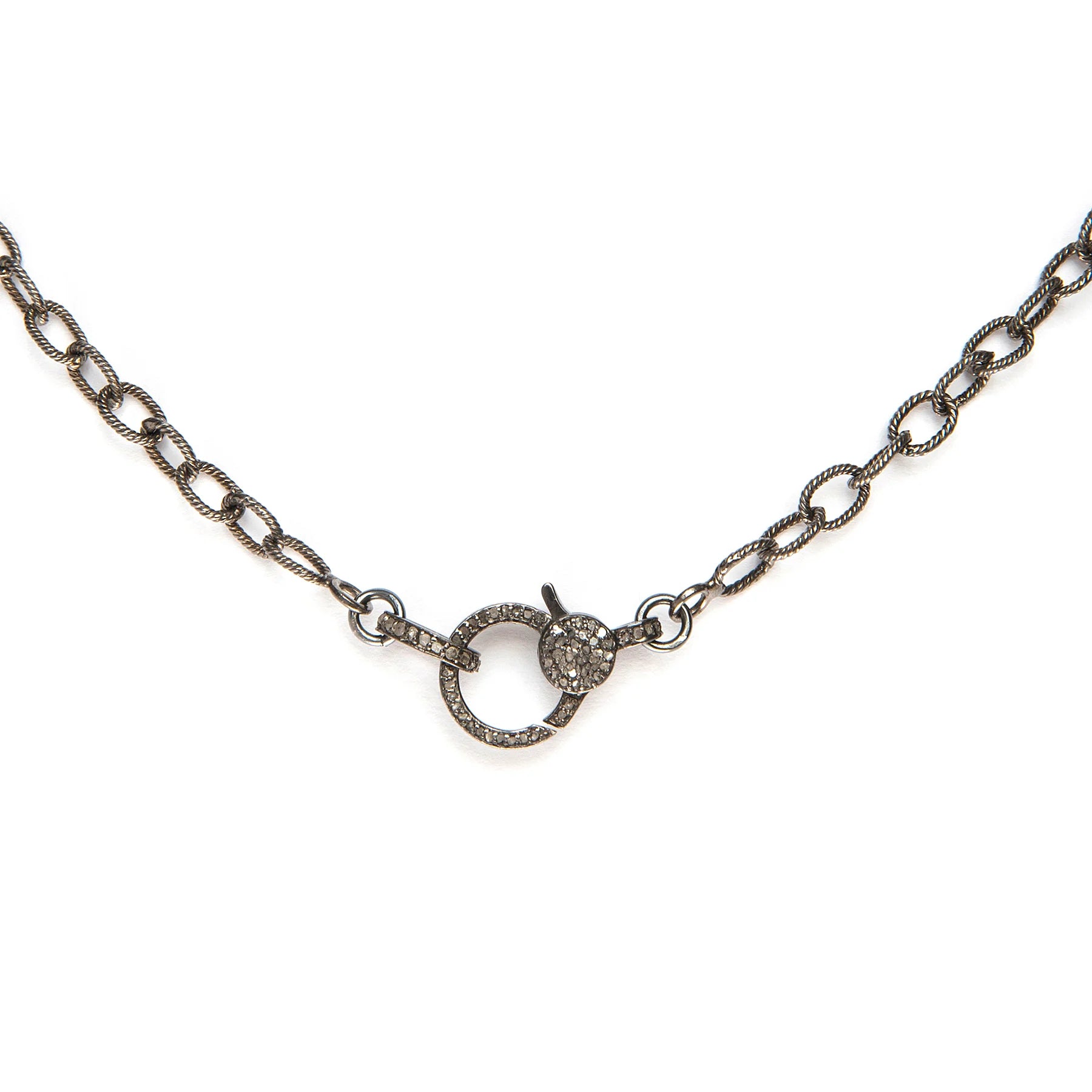 Oxidized sterling silver small cable chain bracelet with diamond closure, vintage-inspired jewelry for elegant modern style