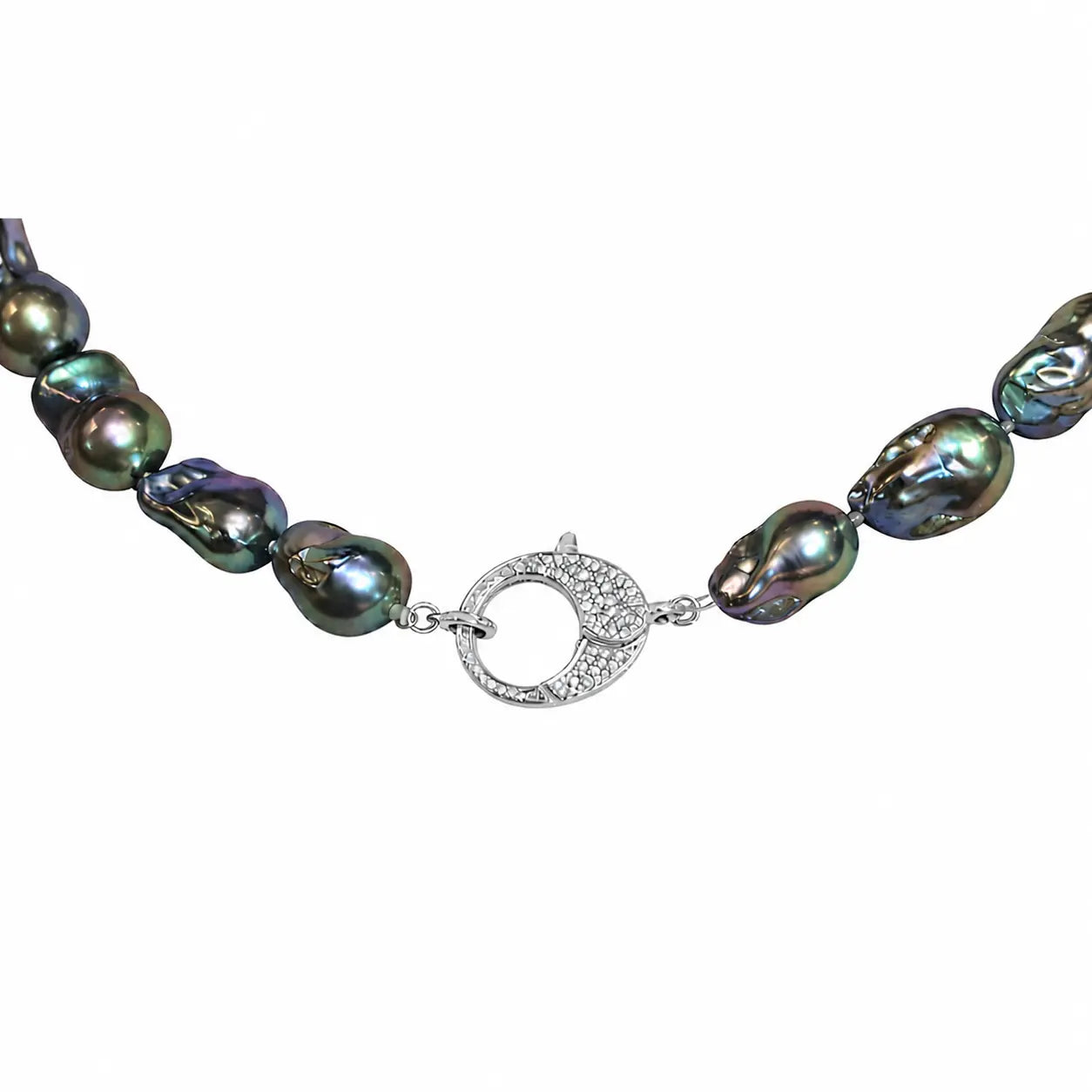 Peacock Freshwater Baroque Pearl with Diamond Closure