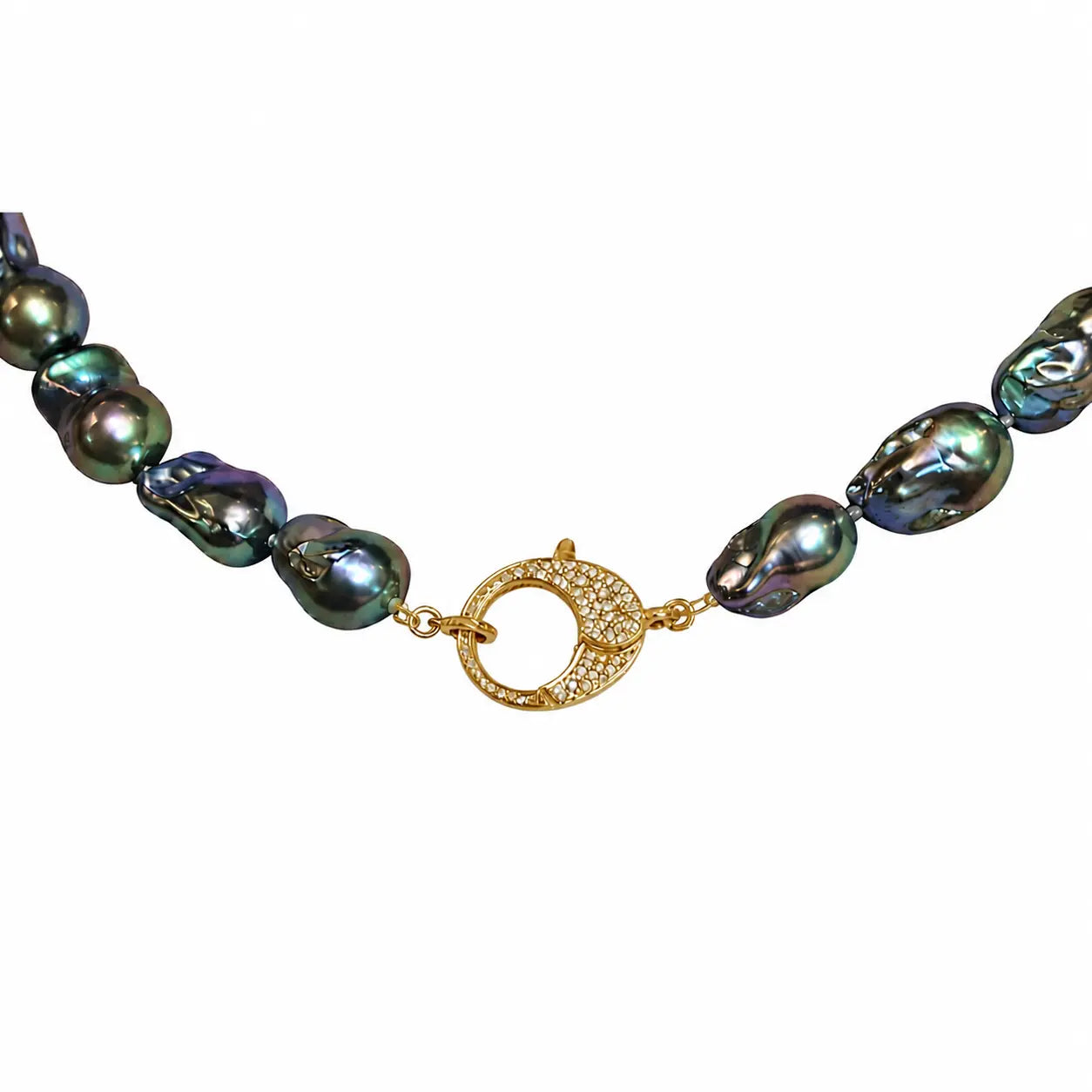 Peacock Freshwater Baroque Pearl with Diamond Closure