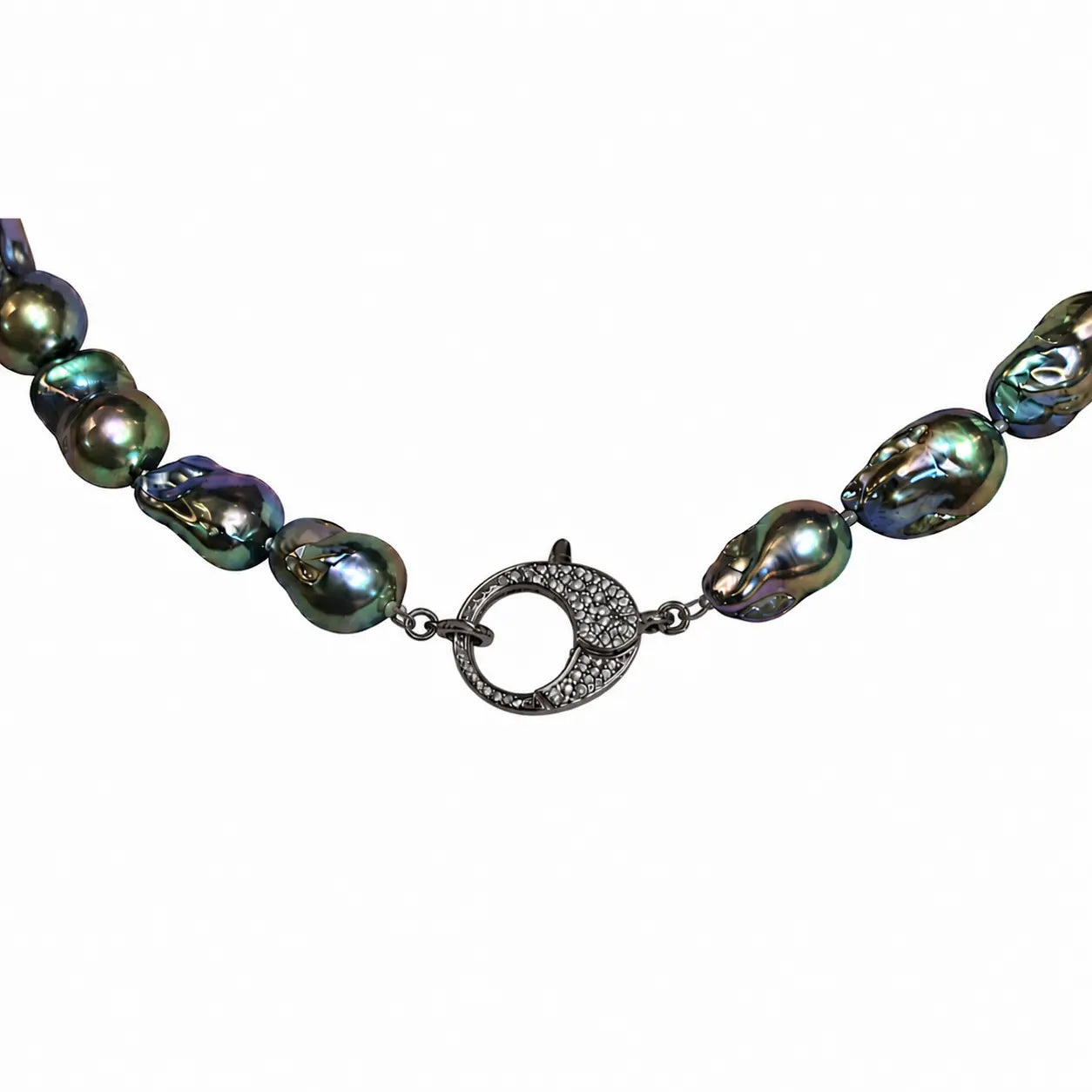Peacock Freshwater Baroque Pearl with Diamond Closure