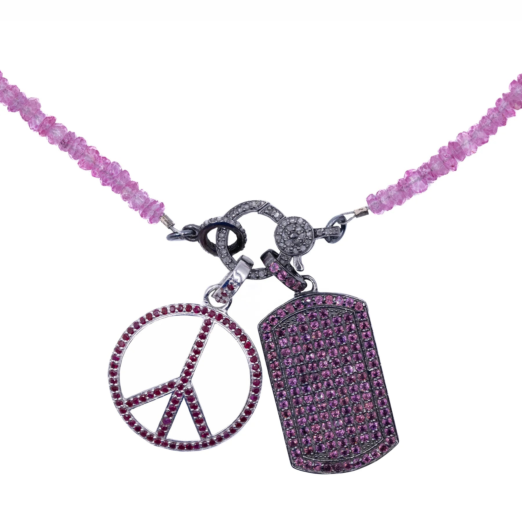 Pink Topaz necklace with diamond closure, elegant pastel gemstone jewelry for timeless feminine style