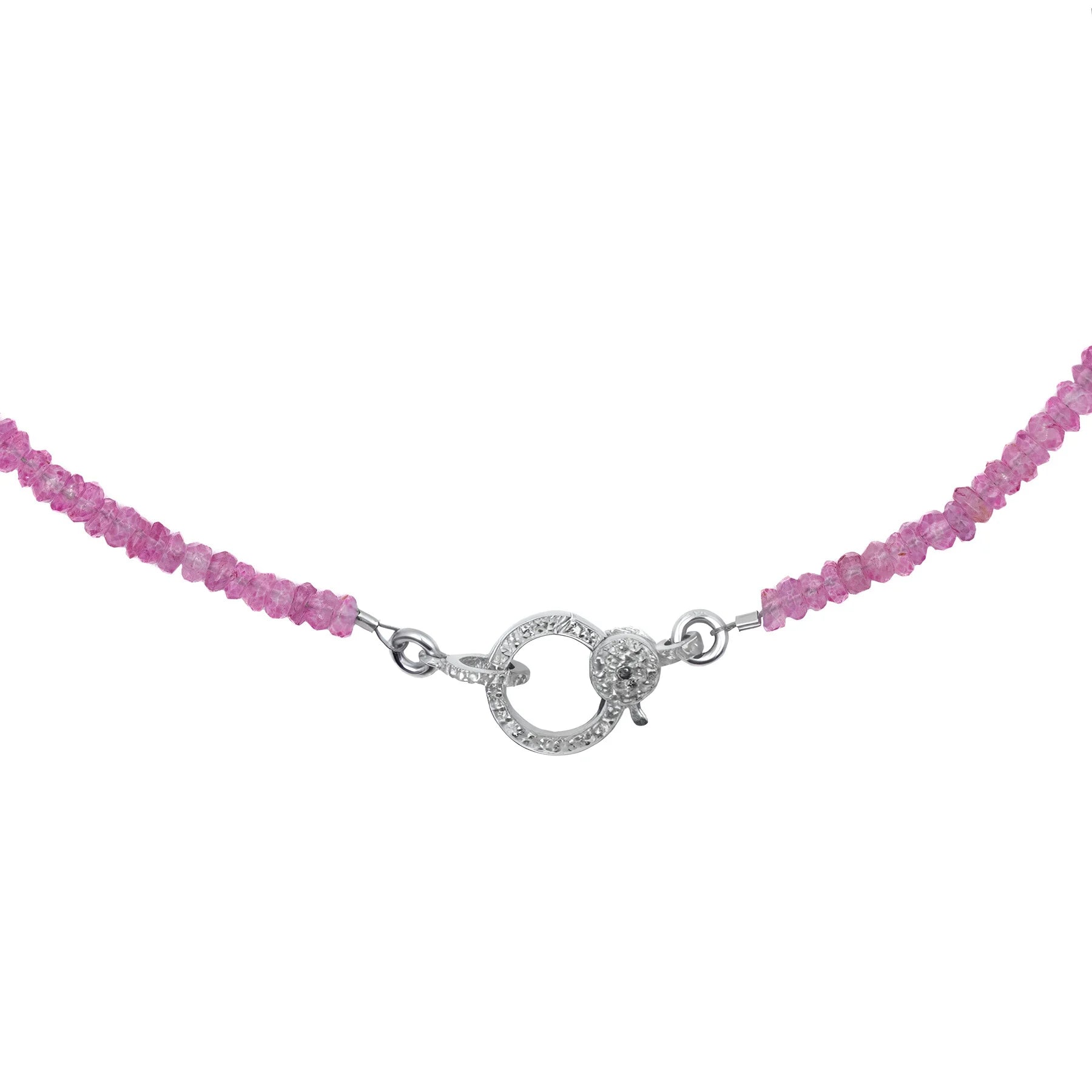 Pink Topaz necklace with diamond closure, elegant pastel gemstone jewelry for timeless feminine style