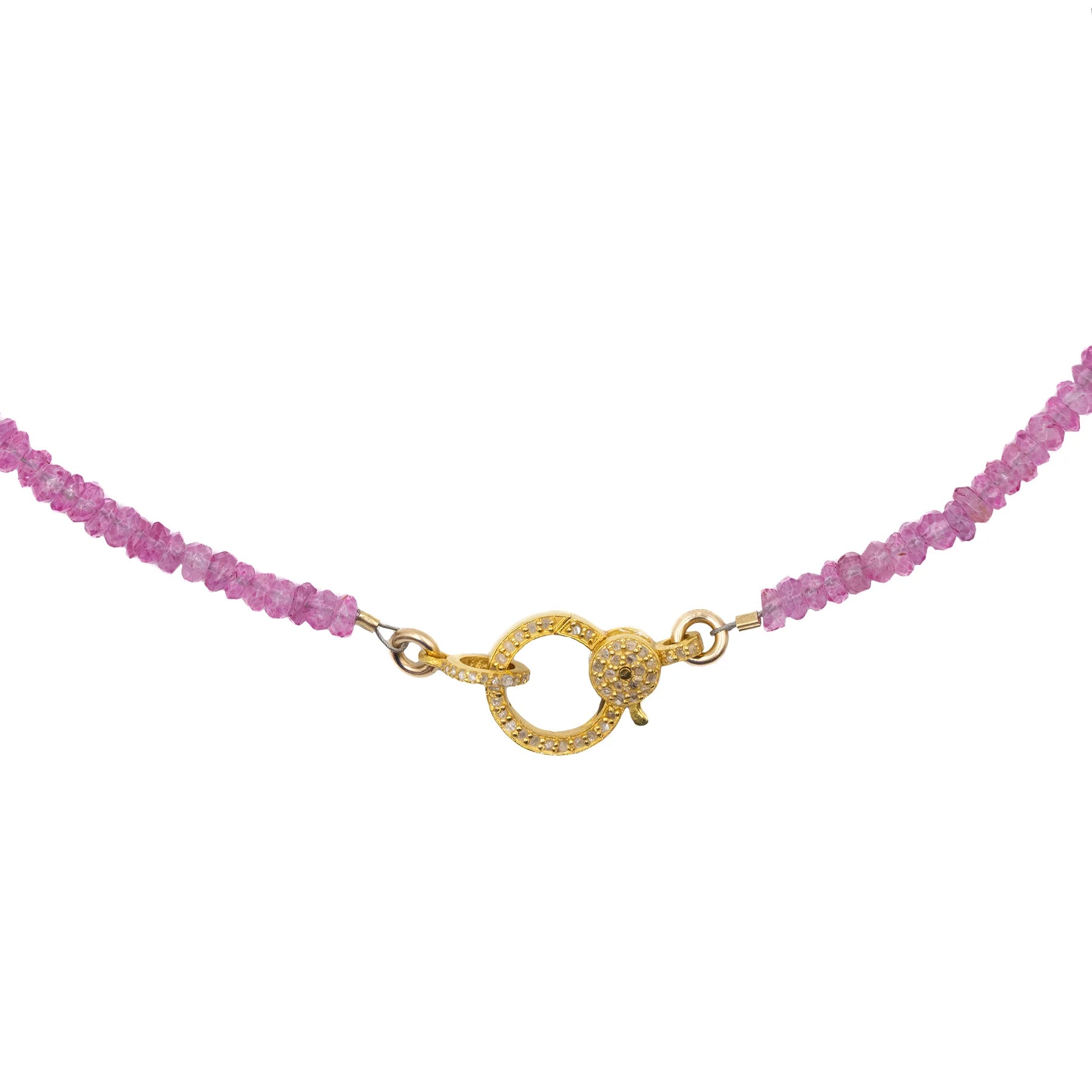 Pink Topaz necklace with diamond closure, elegant pastel gemstone jewelry for timeless feminine style