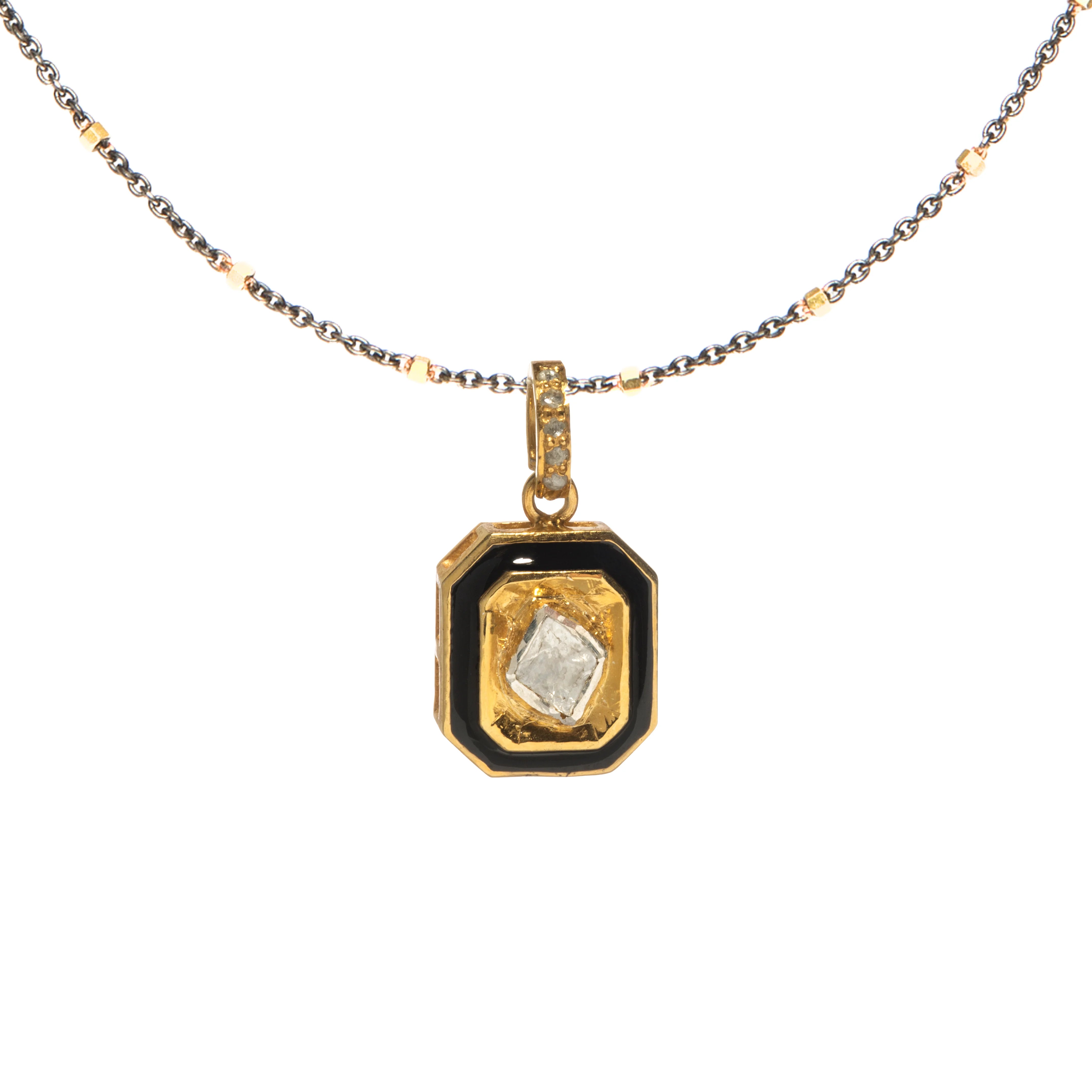 Dog Tag Polki and Enamel