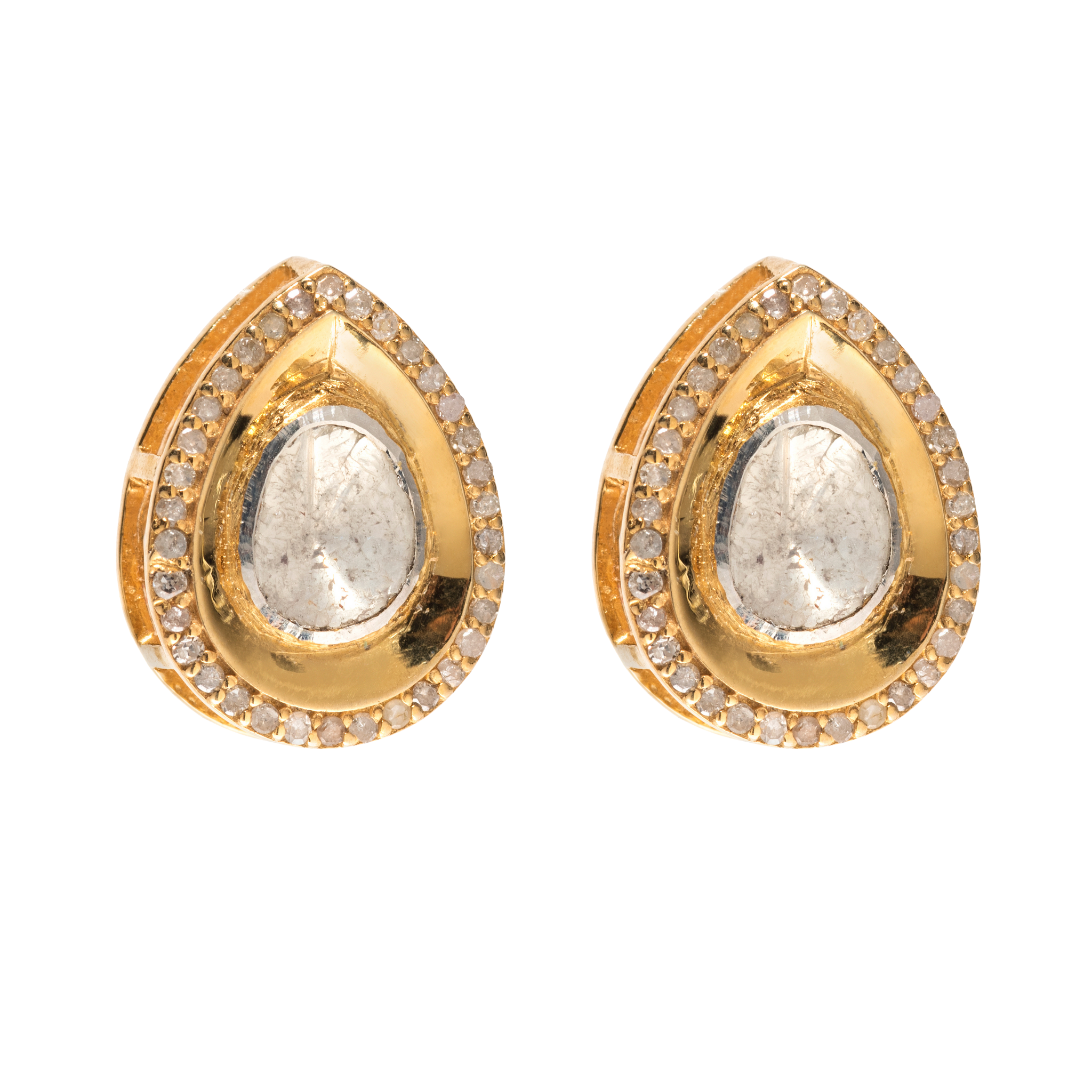 Polki Diamond Teardrop Post