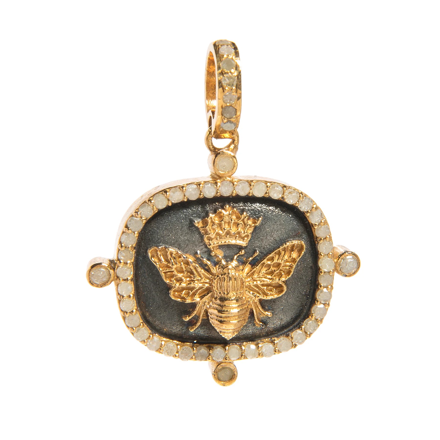 Queen Bee pendant with diamonds, elegant nature-inspired jewelry symbolizing strength and beauty
