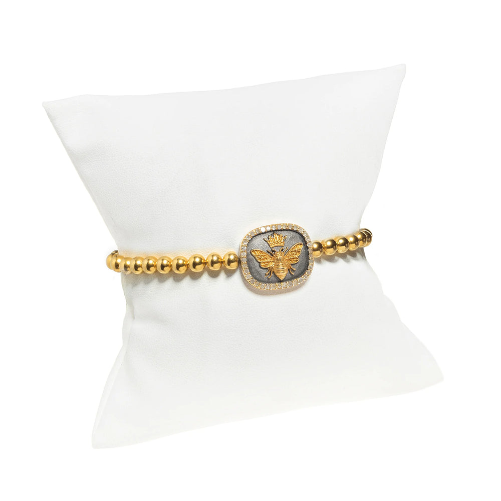 Queen Bee stretch bracelet, elegant jewelry with bee charm design for modern style