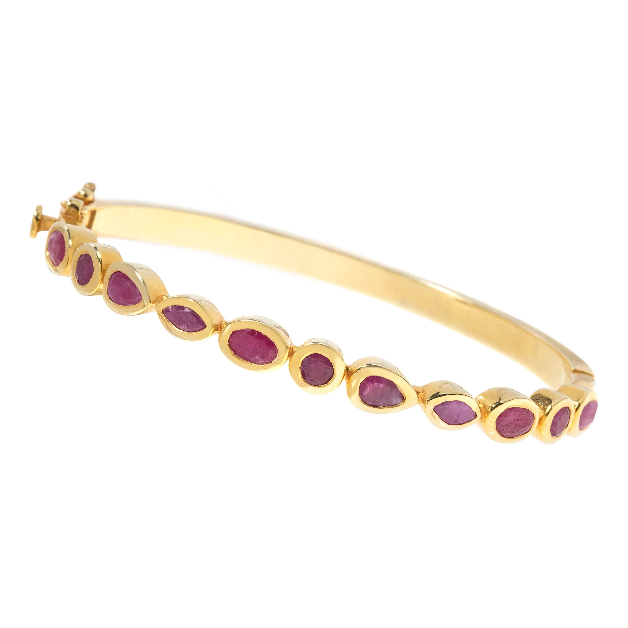 Gold ruby bangle bracelet, elegant red gemstone jewelry with timeless luxury design