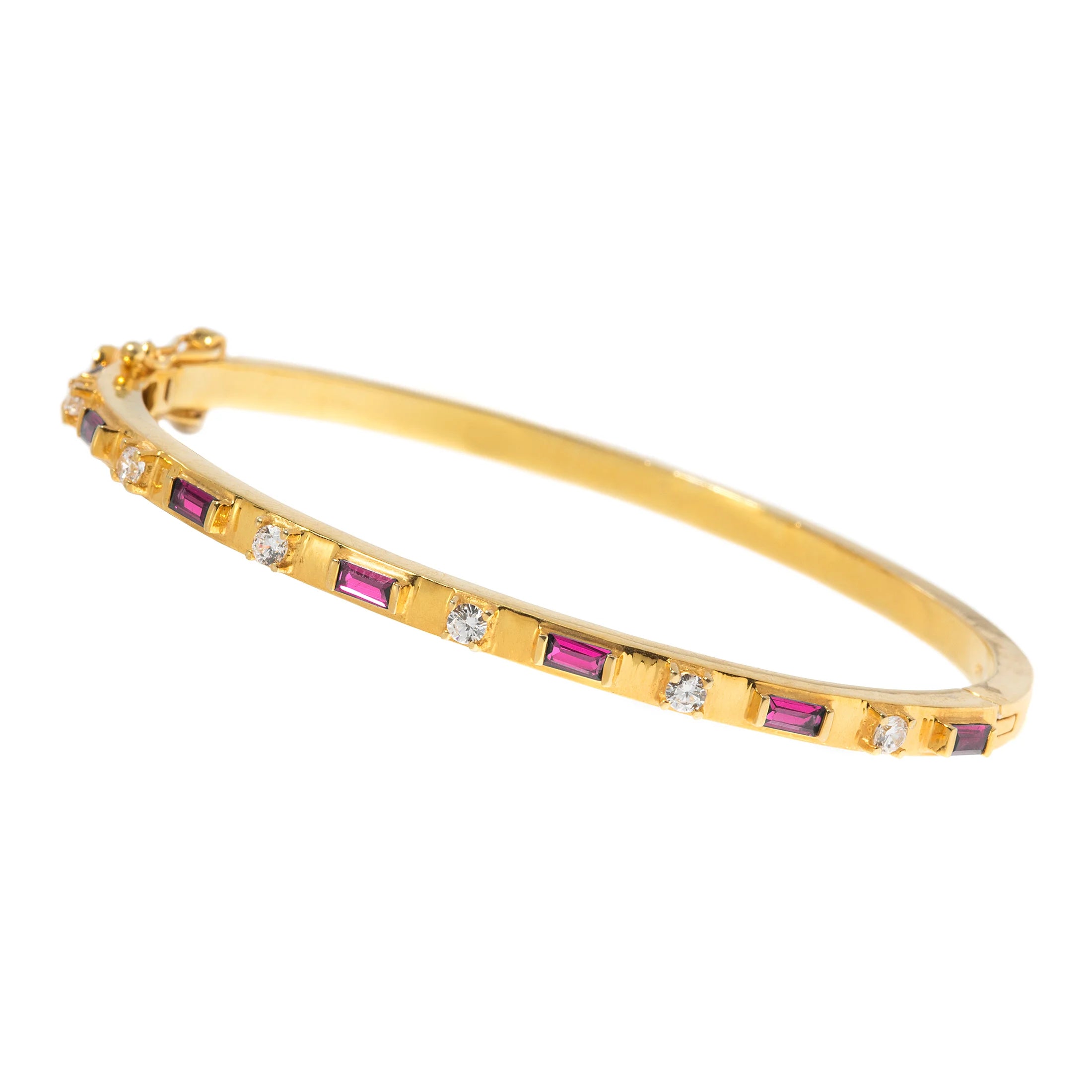 Gold ruby and diamond bangle bracelet, elegant red gemstone jewelry with timeless luxury design