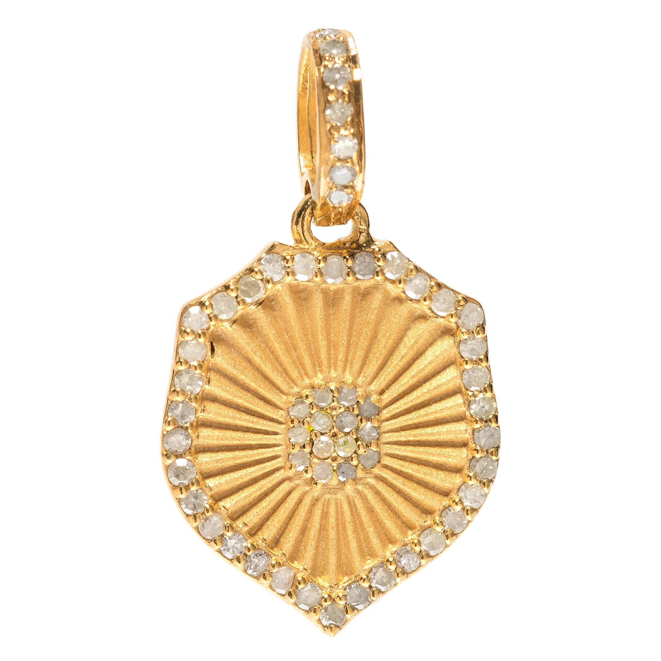 Mixed metal shield charm in gold and silver – powerful pendant symbolizing protection and resilience

