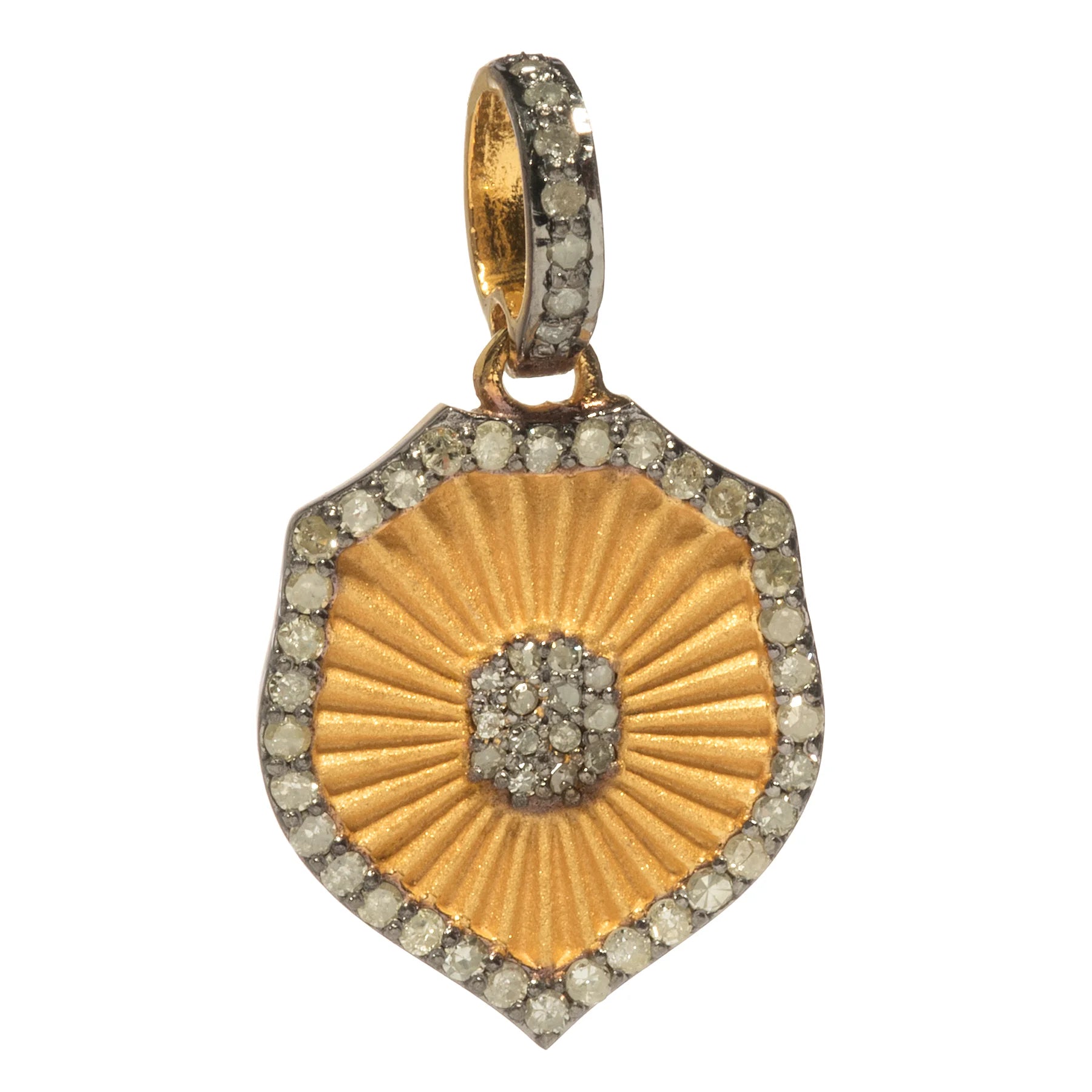 Mixed metal shield charm in gold and silver – powerful pendant symbolizing protection and resilience

