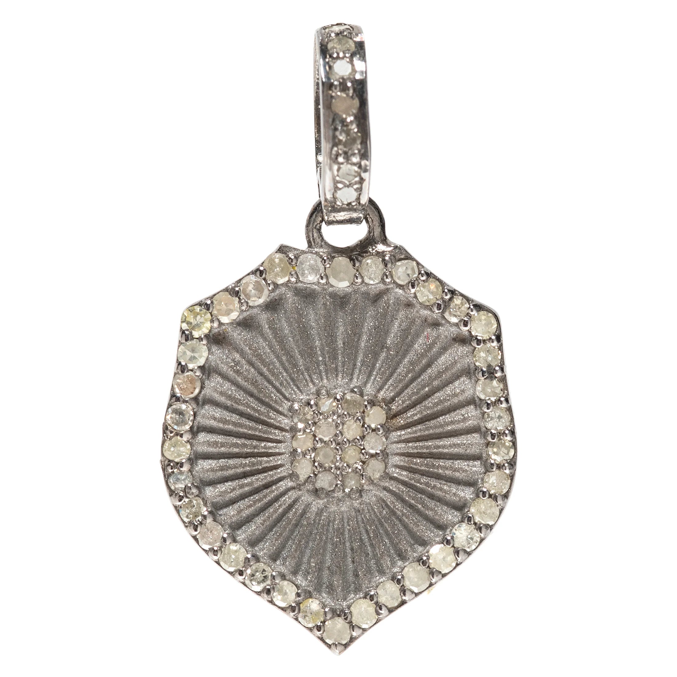 Mixed metal shield charm in gold and silver – powerful pendant symbolizing protection and resilience

