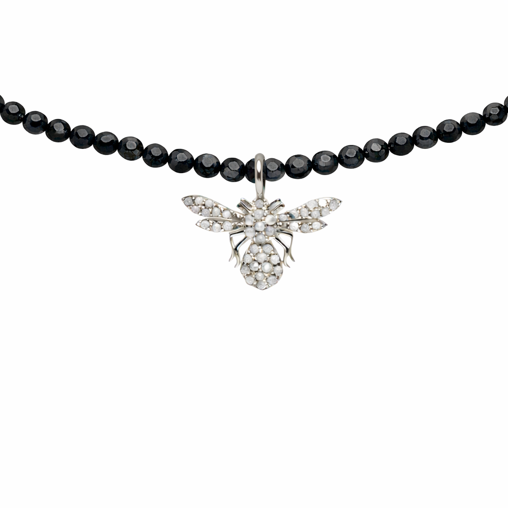 Semi Precious Necklace with Diamond Bee