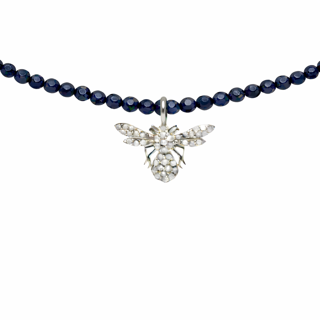 Semi Precious Necklace with Diamond Bee