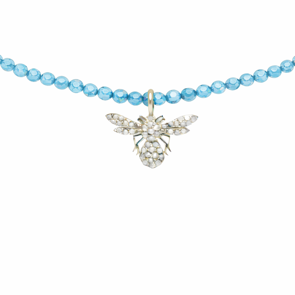 Semi Precious Necklace with Diamond Bee