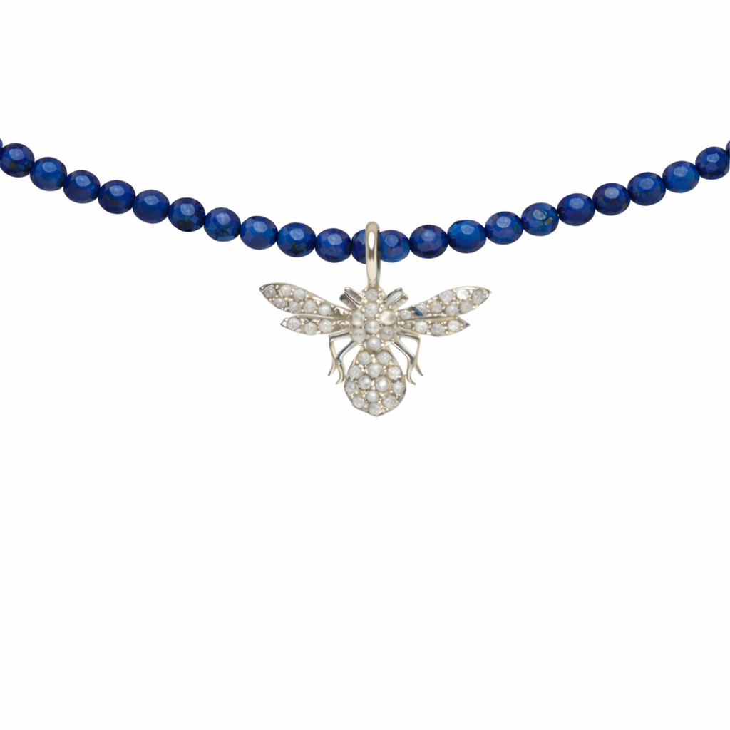 Semi Precious Necklace with Diamond Bee