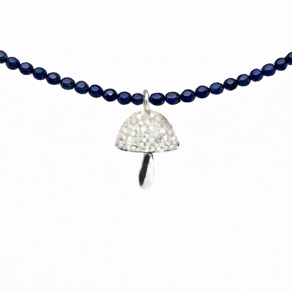 Semi Precious Necklace with Diamond Mushroom