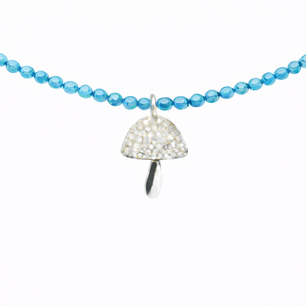 Semi Precious Necklace with Diamond Mushroom