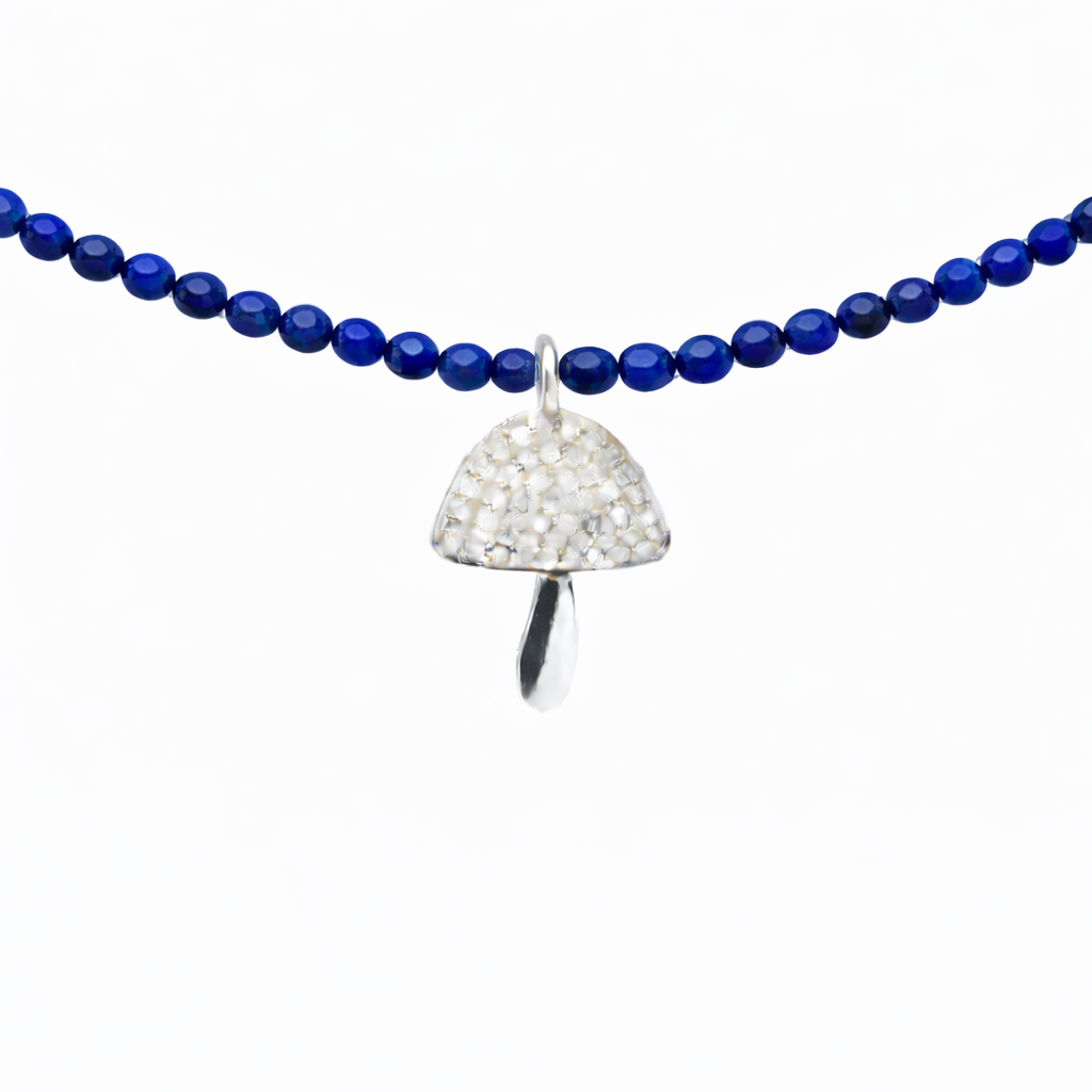Semi Precious Necklace with Diamond Mushroom