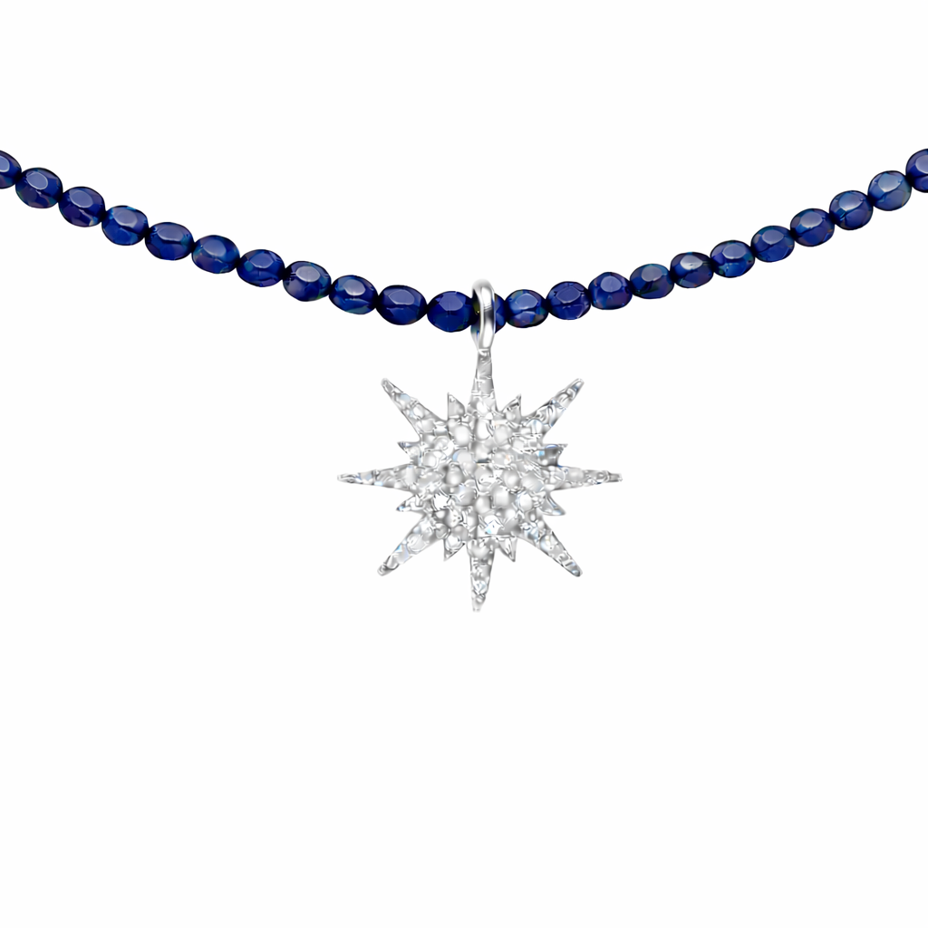 Semi Precious Necklace with Diamond Sunburst