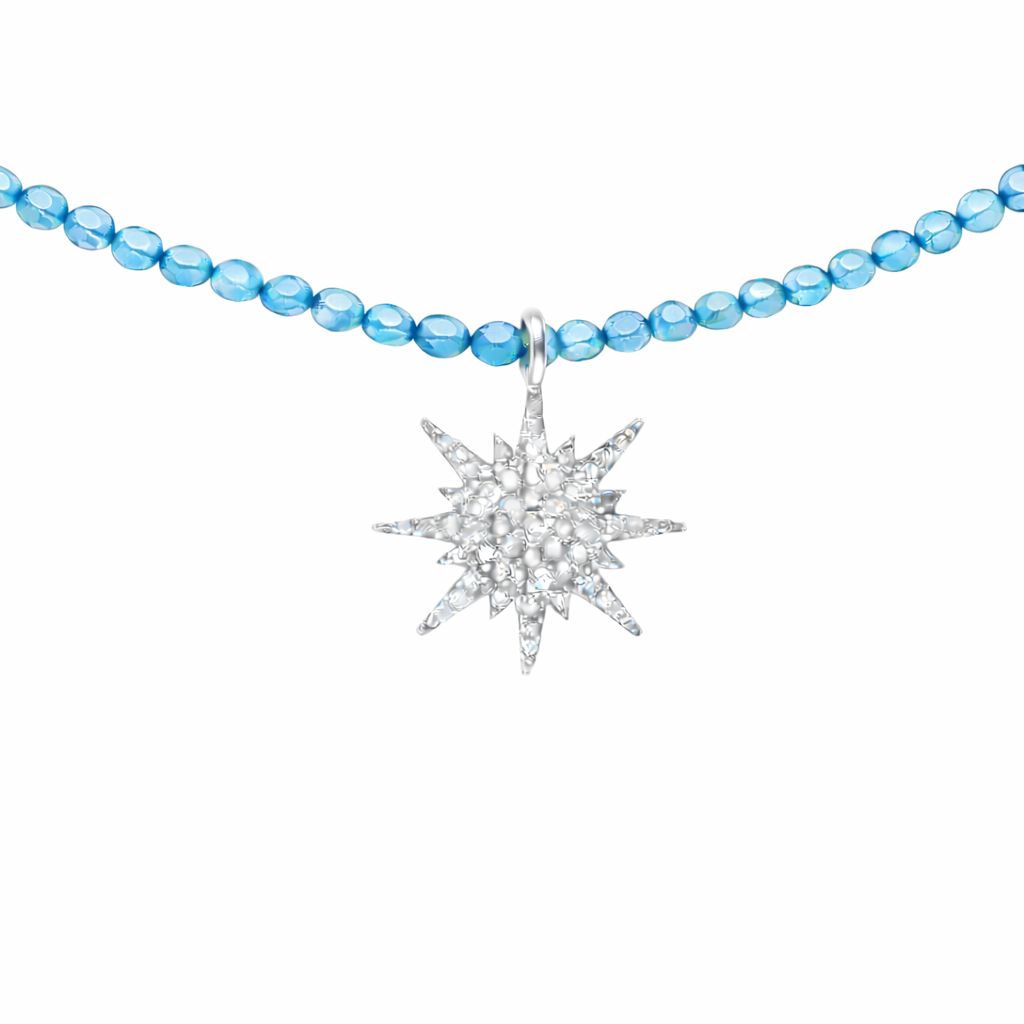 Semi Precious Necklace with Diamond Sunburst
