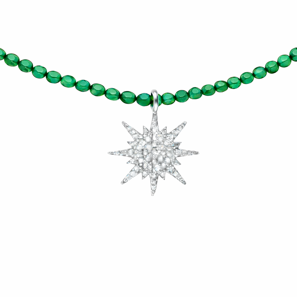 Semi Precious Necklace with Diamond Sunburst