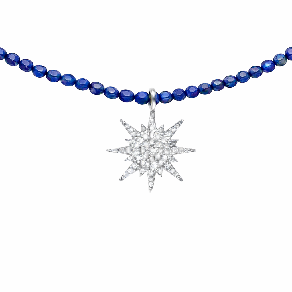 Semi Precious Necklace with Diamond Sunburst
