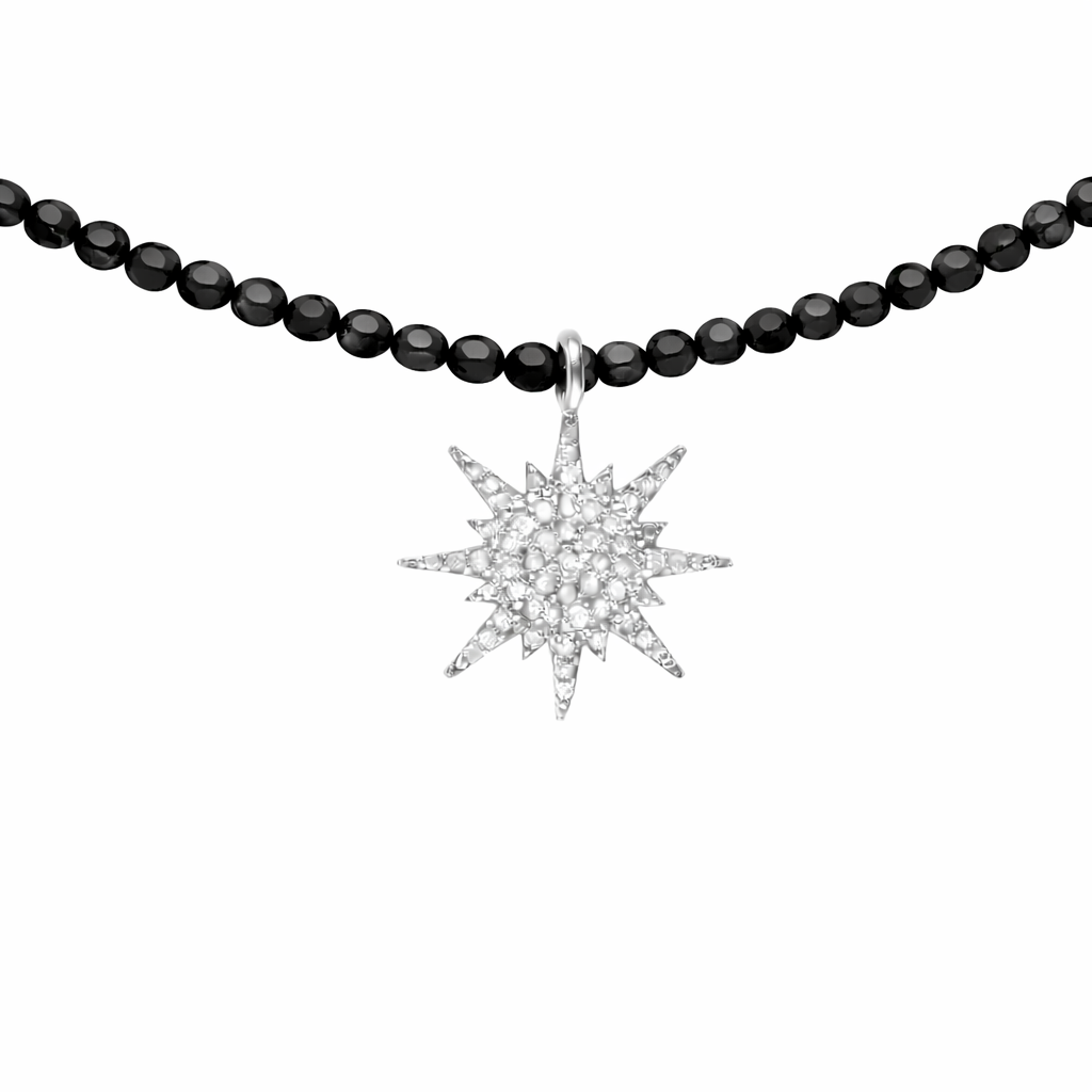 Semi Precious Necklace with Diamond Sunburst