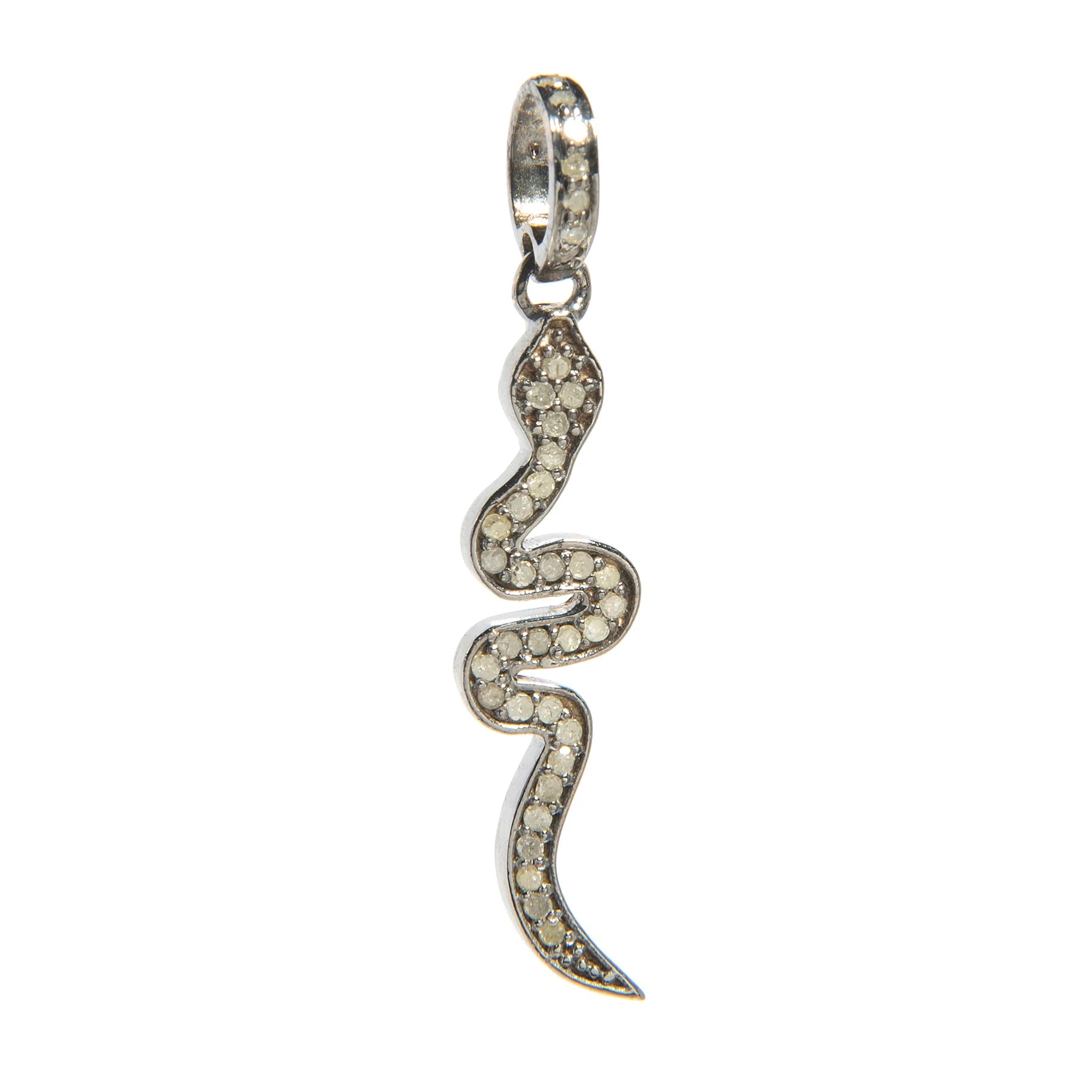Snake charm with diamonds – elegant serpent-shaped pendant symbolizing transformation and adorned with shimmering stones

