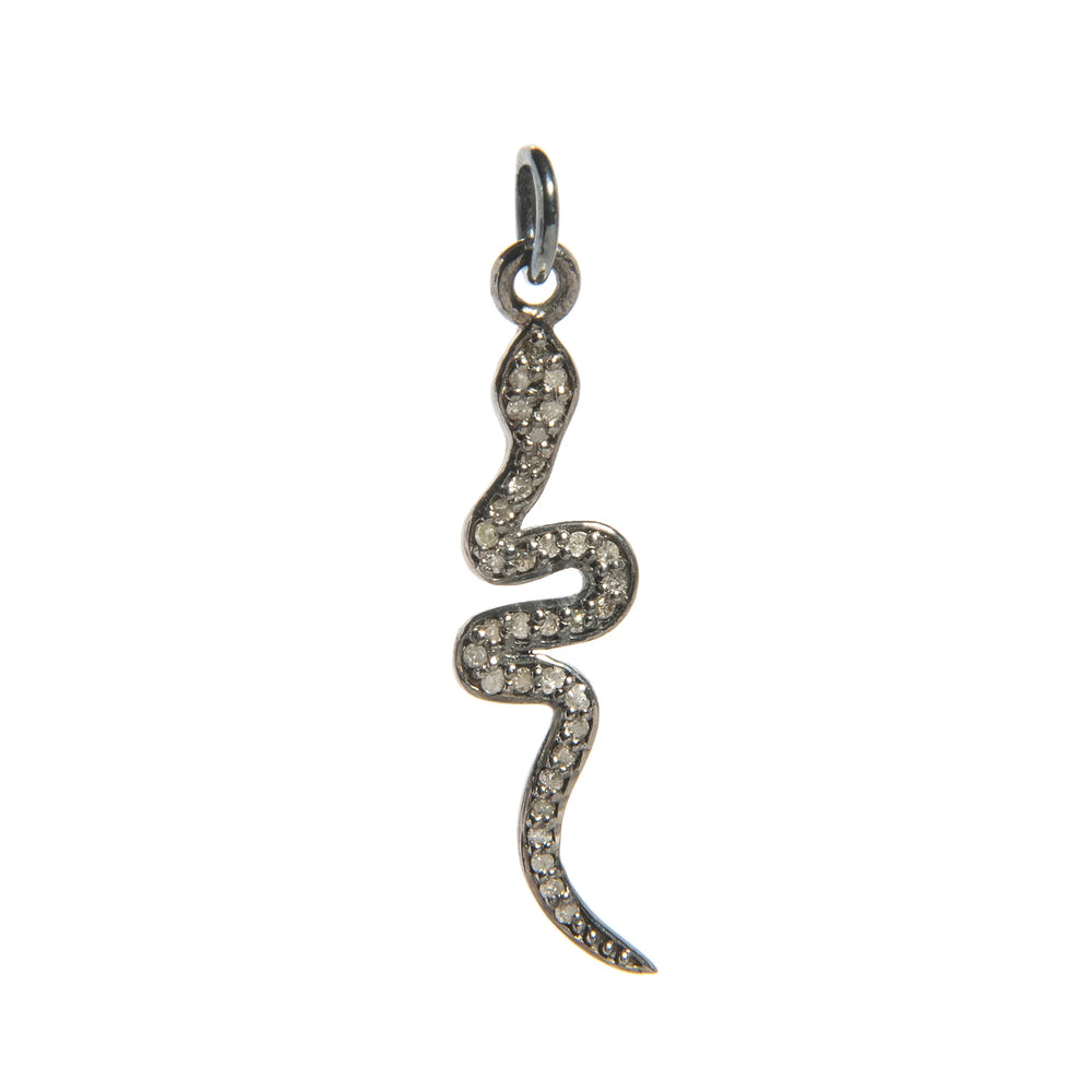 Snake charm with diamonds – elegant serpent-shaped pendant symbolizing transformation and adorned with shimmering stones

