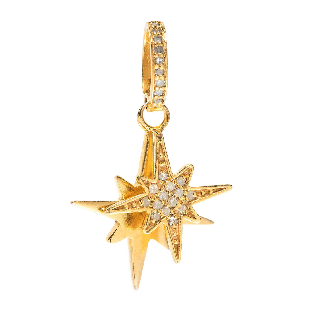 Gold double star charm – stacked celestial pendant with elegant layered star design

