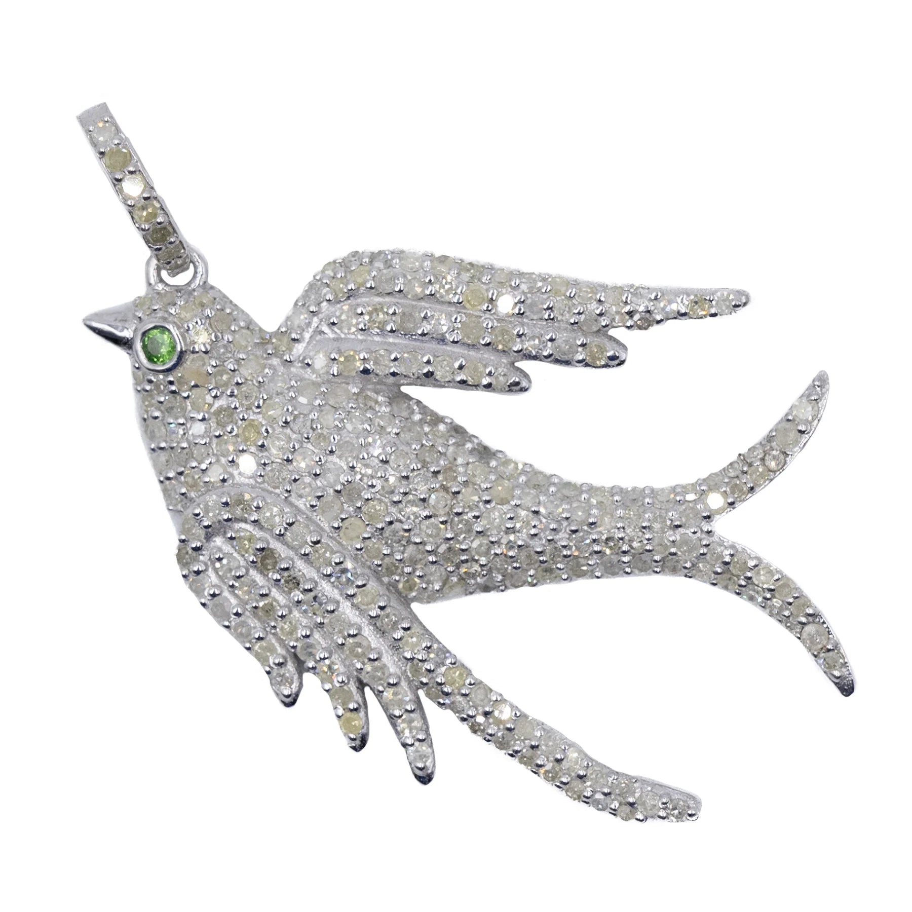 Swallow pendant with diamonds, elegant bird-inspired jewelry symbolizing freedom and grace