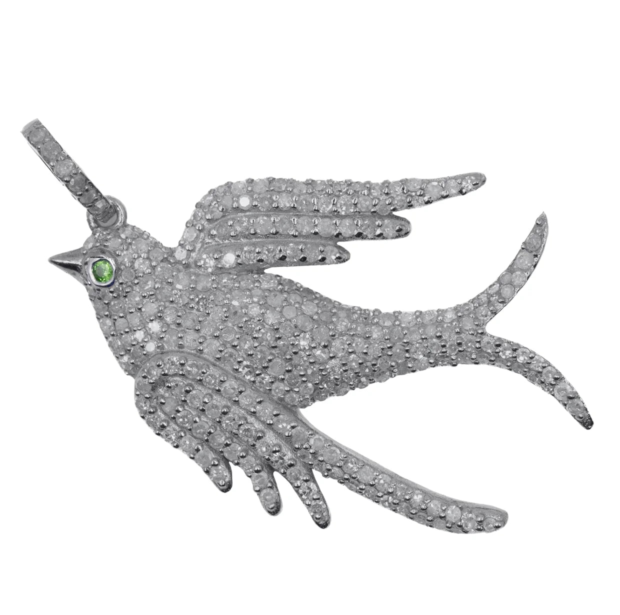 Swallow pendant with diamonds, elegant bird-inspired jewelry symbolizing freedom and grace