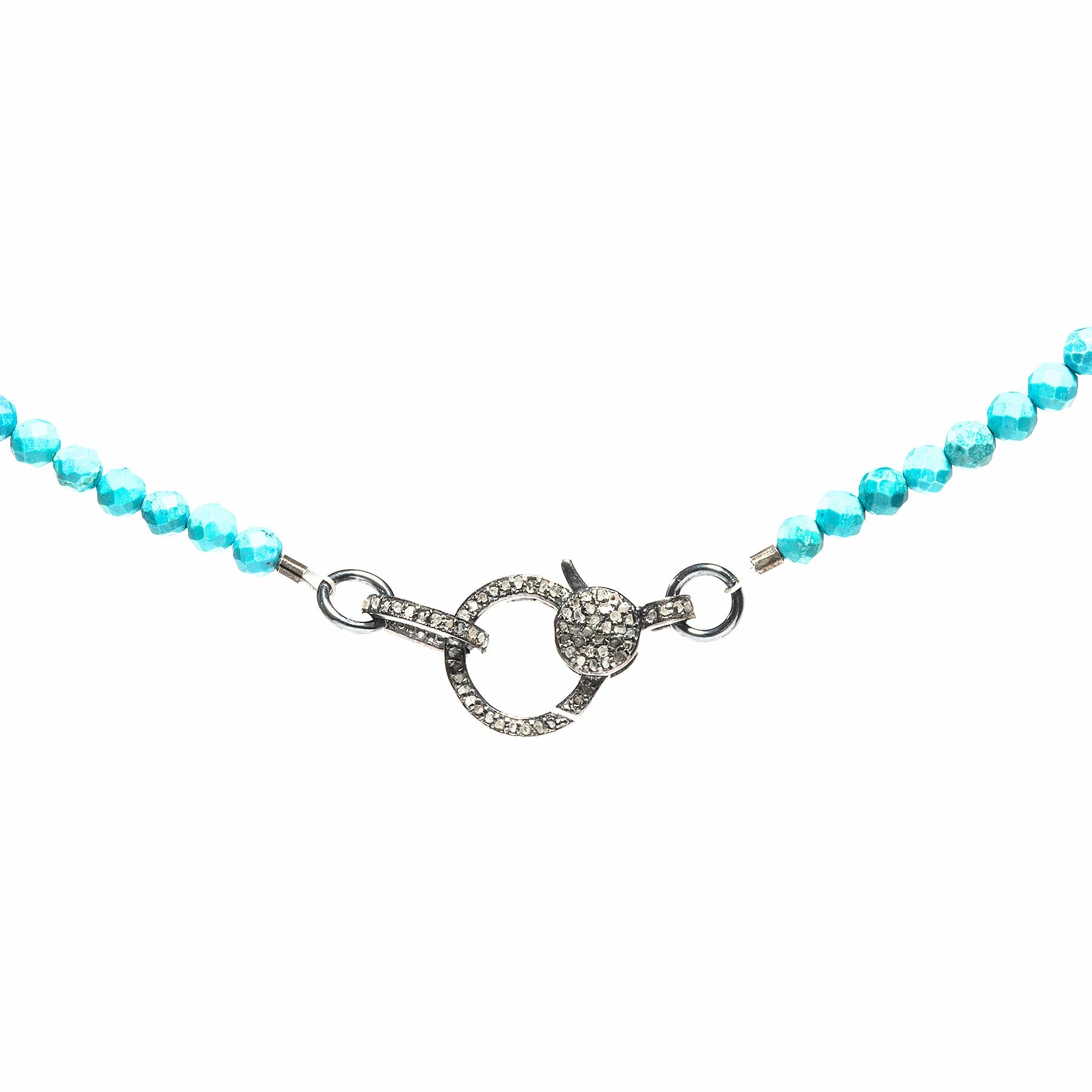 Turquoise necklace with diamond closure, vibrant blue gemstone jewelry for elegant boho style