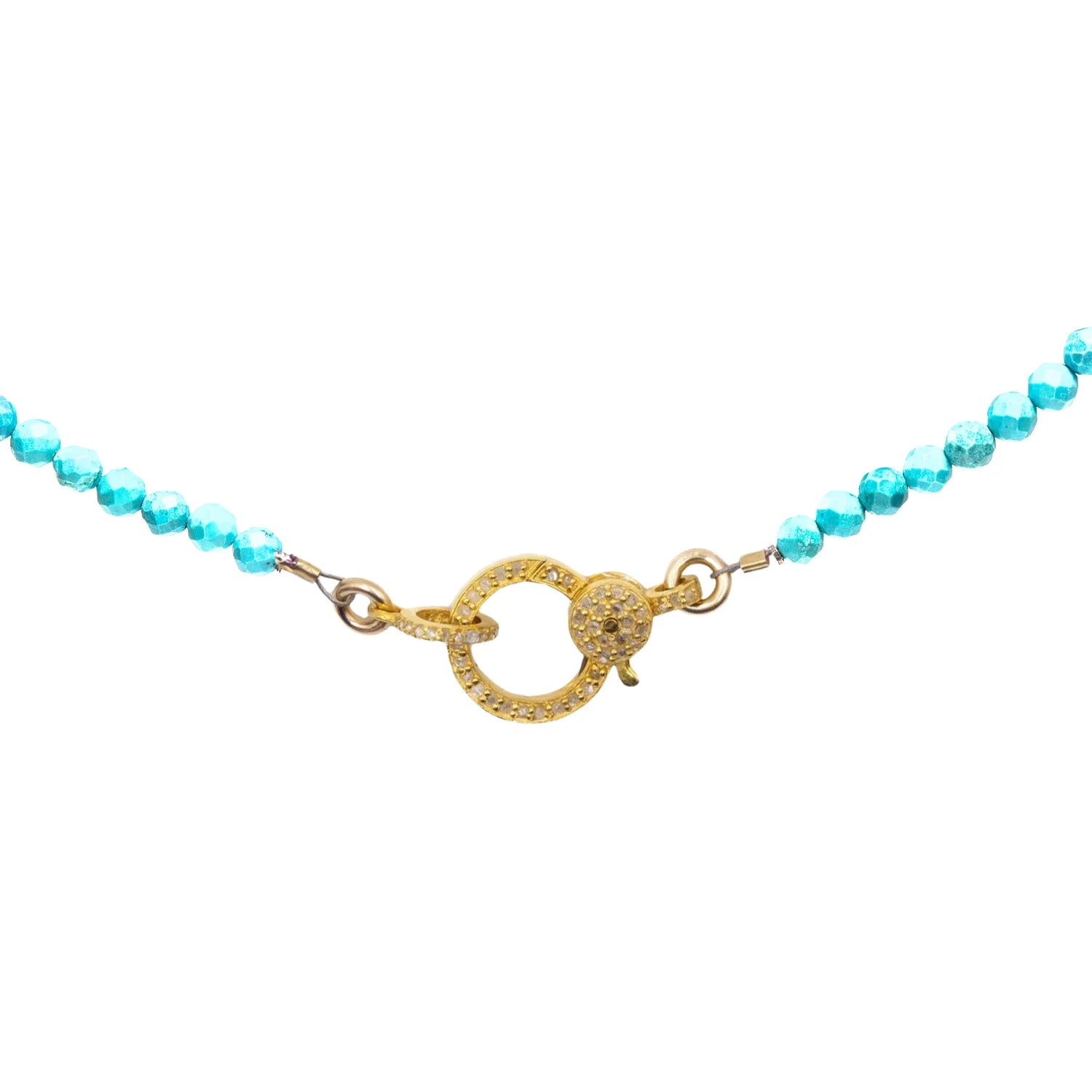 Turquoise necklace with diamond closure, vibrant blue gemstone jewelry for elegant boho style