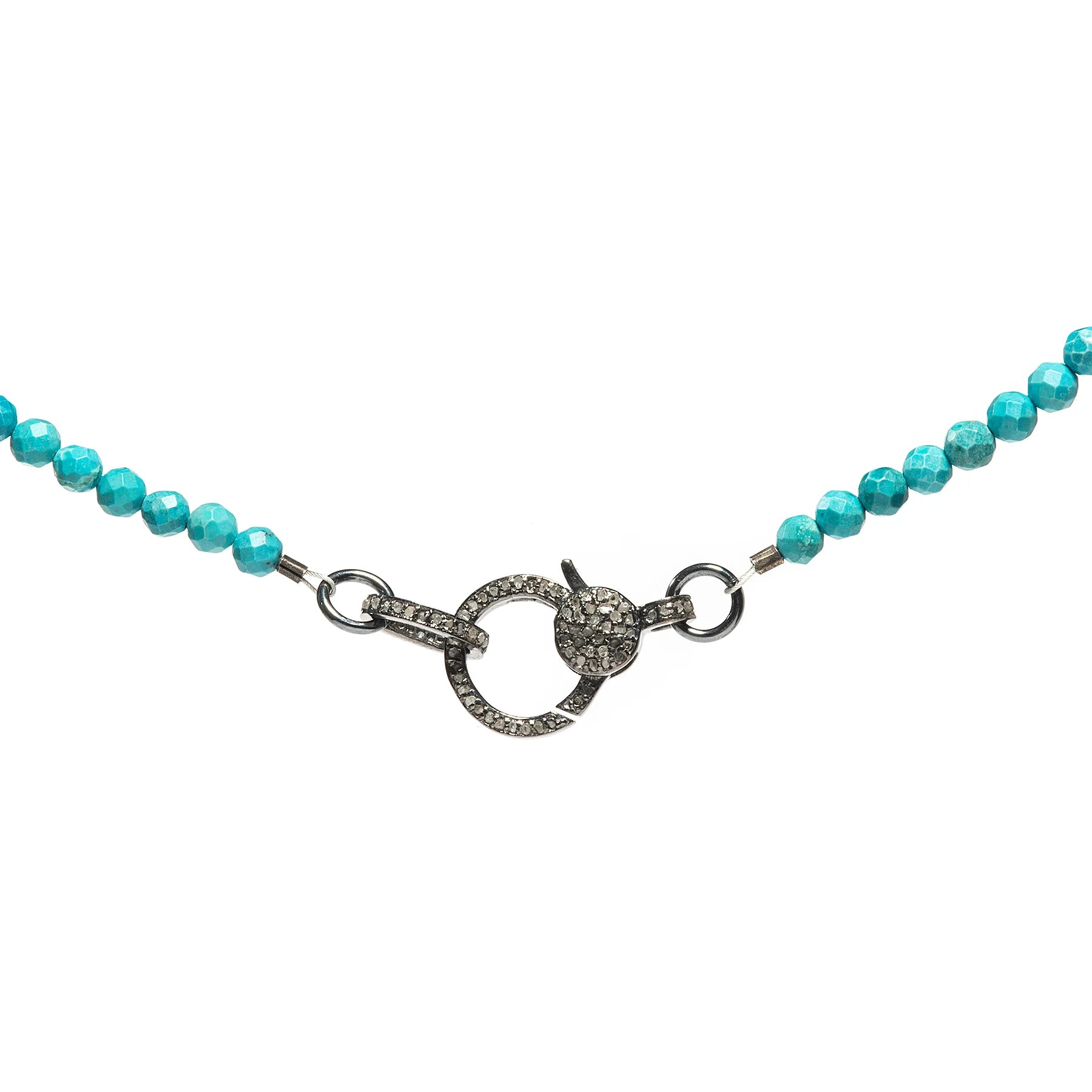 Turquoise necklace with diamond closure, vibrant blue gemstone jewelry for elegant boho style