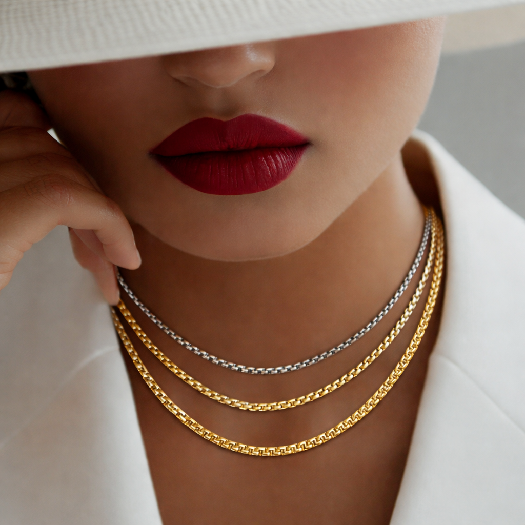 Venetian silver necklace with elegant minimalist design, stylish luxury jewelry accessory for everyday wear